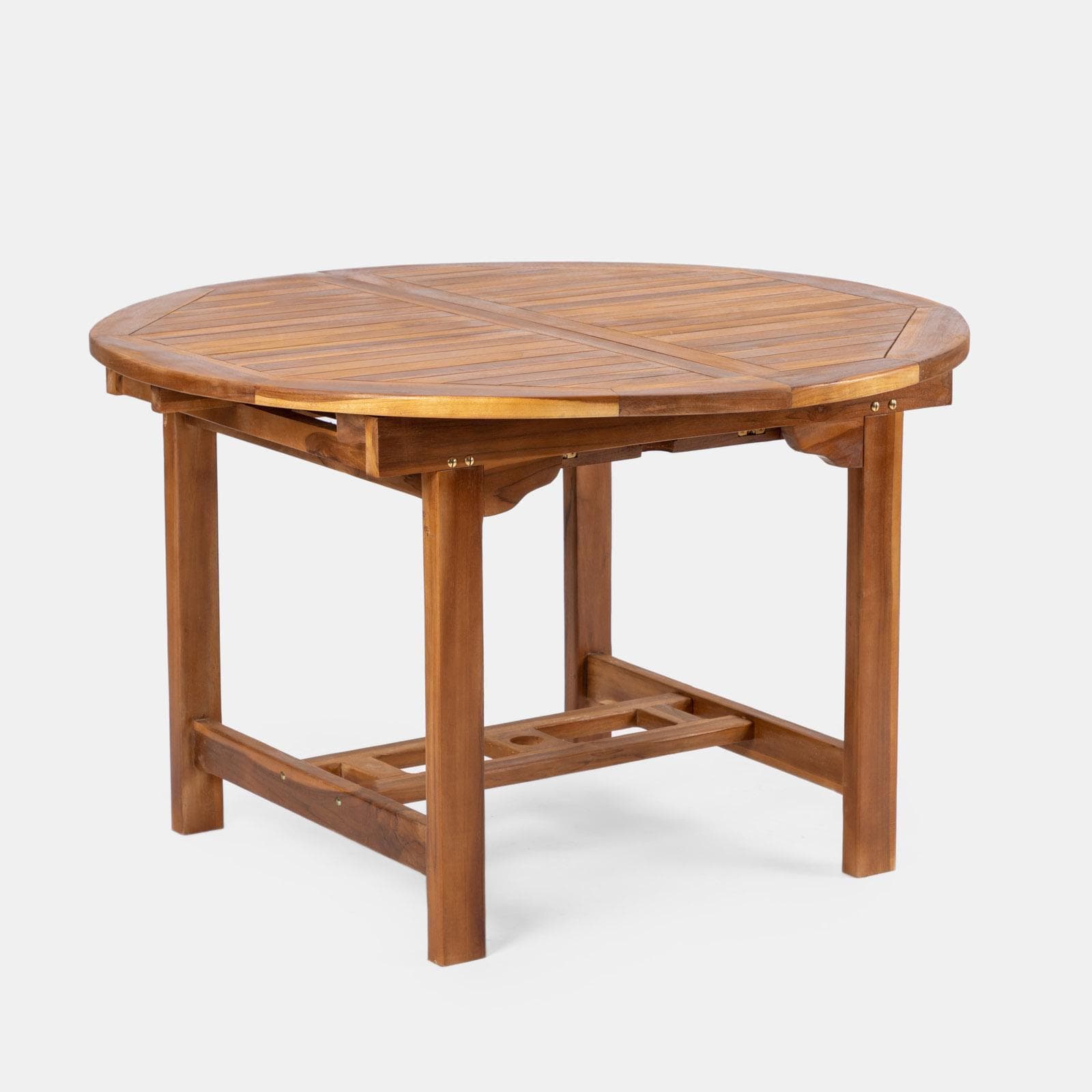 Set pranzo tavolo 120/170x120 cm e 4 sedie con braccioli in legno teak - Louis