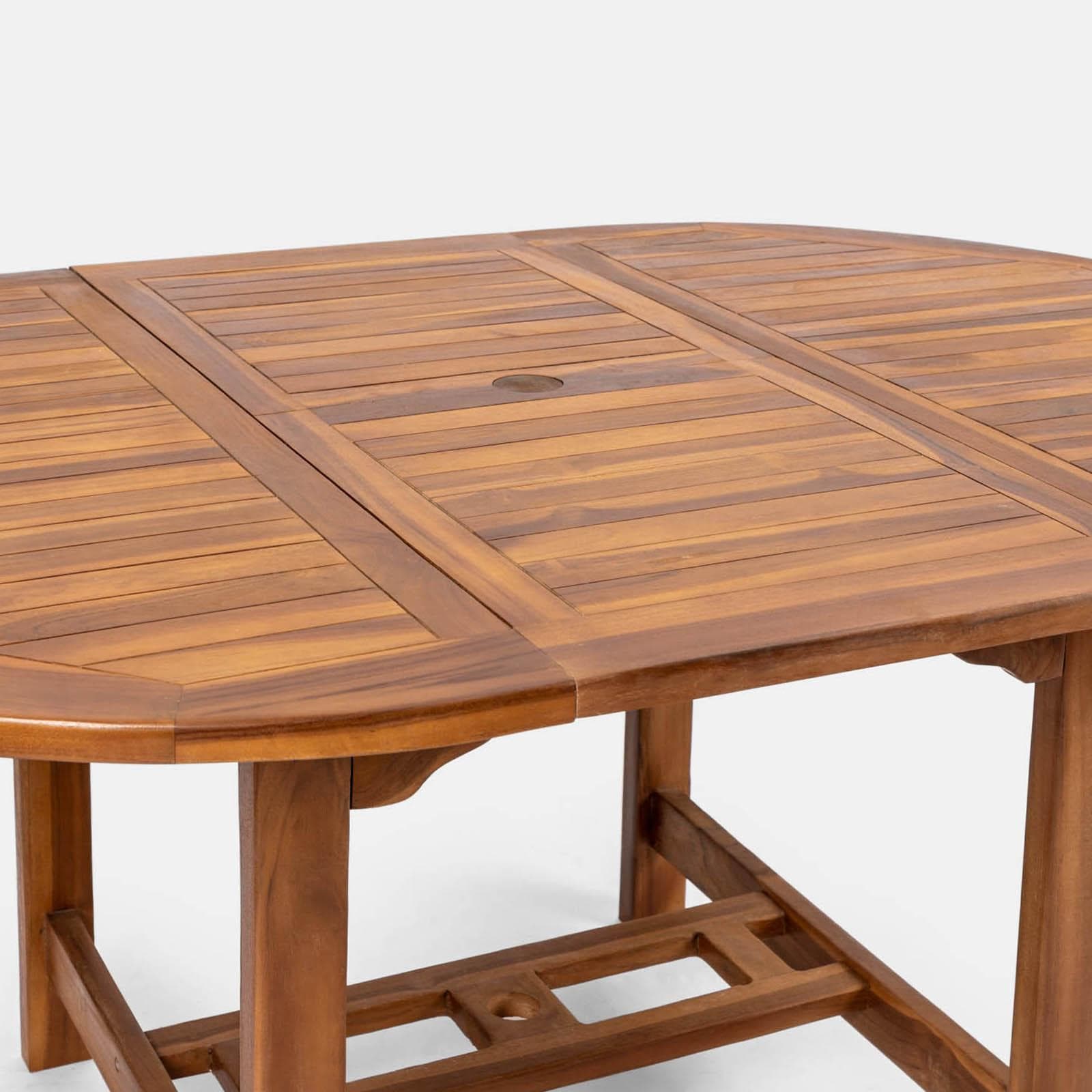 Set pranzo tavolo 120/170x120 cm e 4 sedie con braccioli in legno teak - Louis