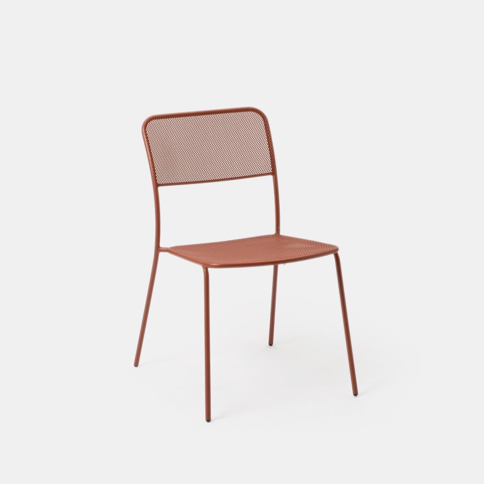 Set pranzo con tavolo 120x70 cm e 4 sedie in acciaio terracotta - Faber