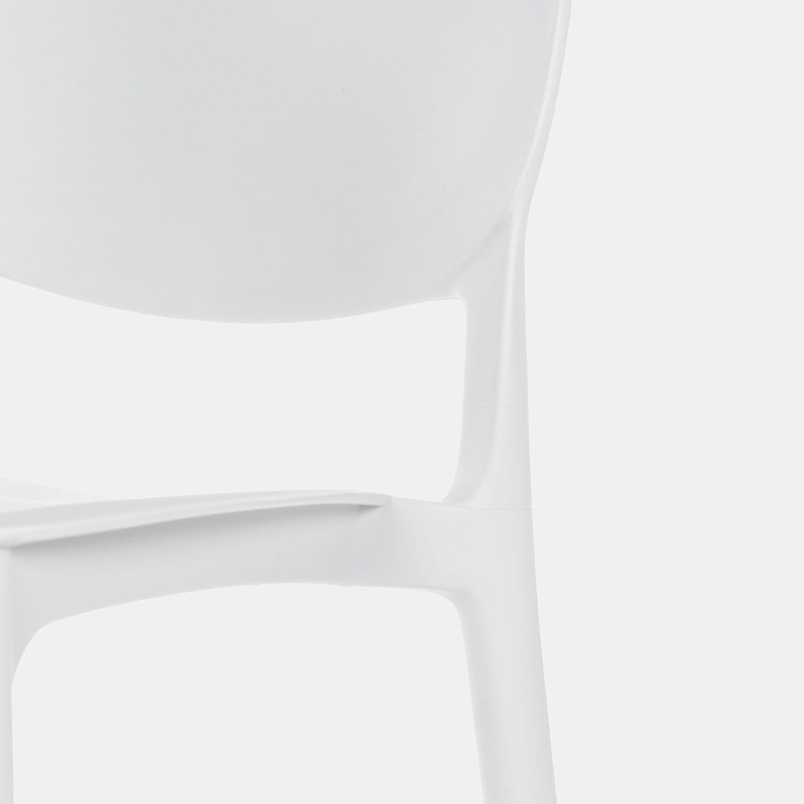 Set pranzo con tavolo rotondo 80 cm e 4 sedie impilabili in polipropilene bianco - Tulipano