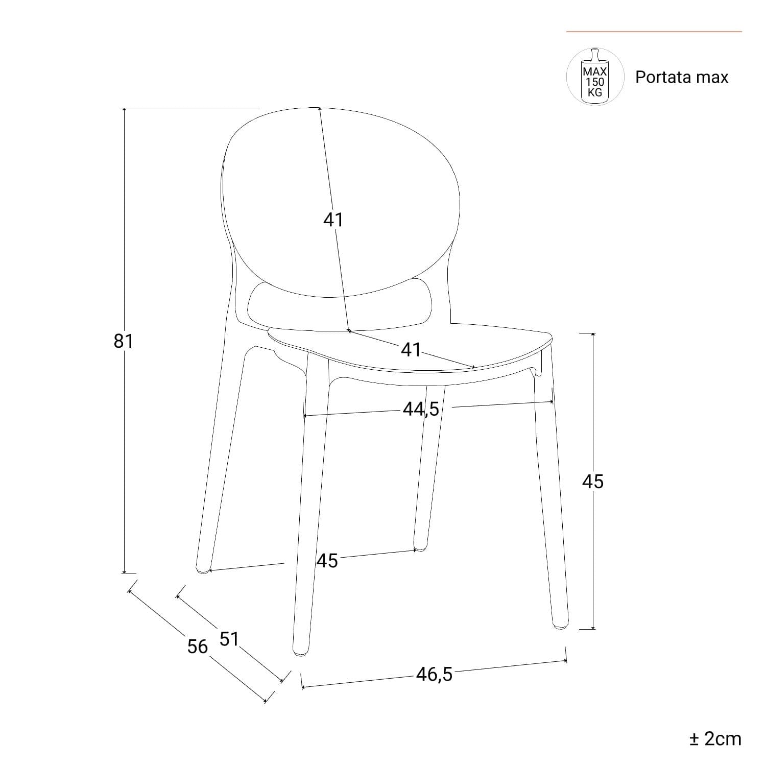 Set pranzo con tavolo rotondo 80 cm e 4 sedie impilabili in polipropilene bianco - Tulipano