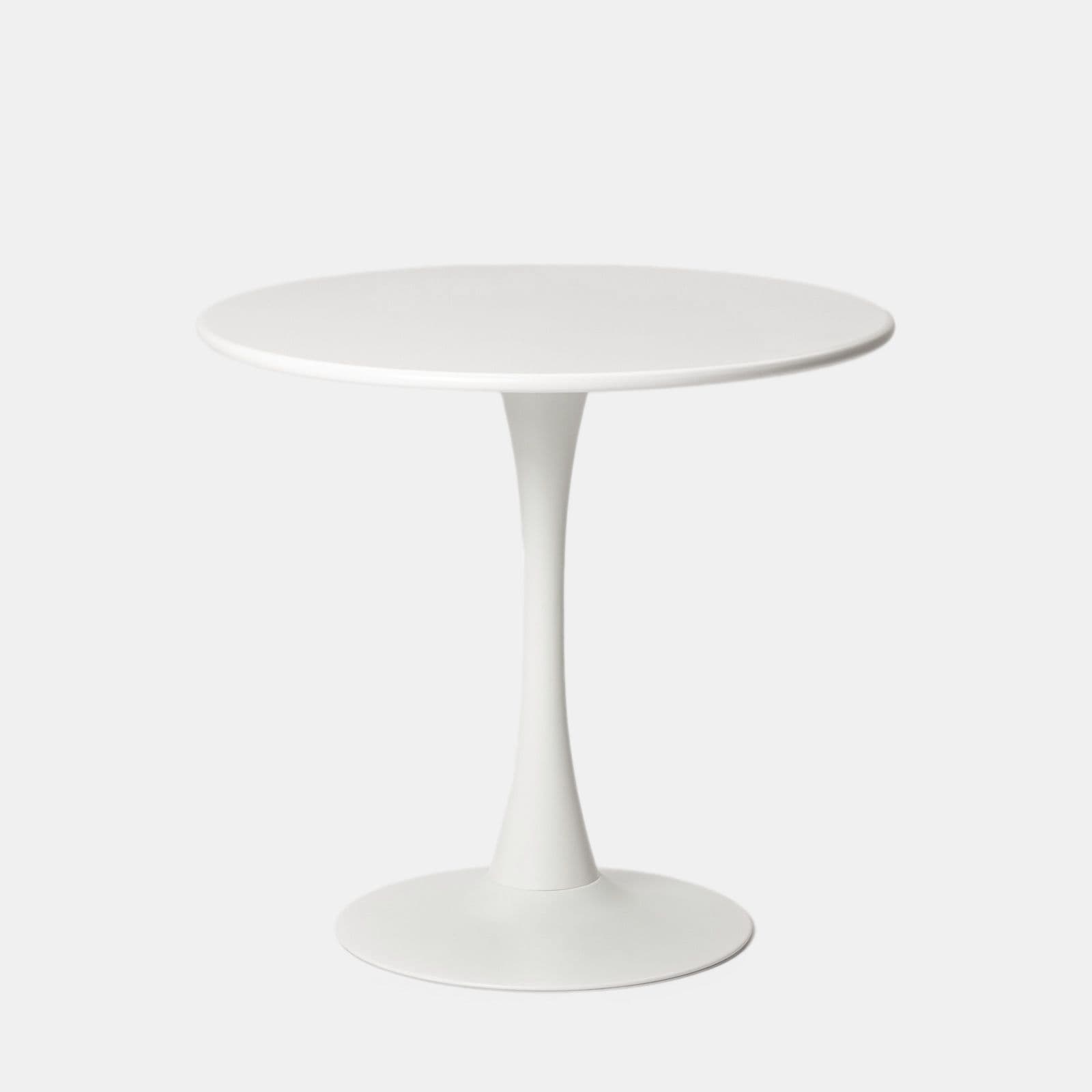 Set pranzo con tavolo rotondo 80 cm e 4 sedie impilabili in polipropilene bianco - Tulipano