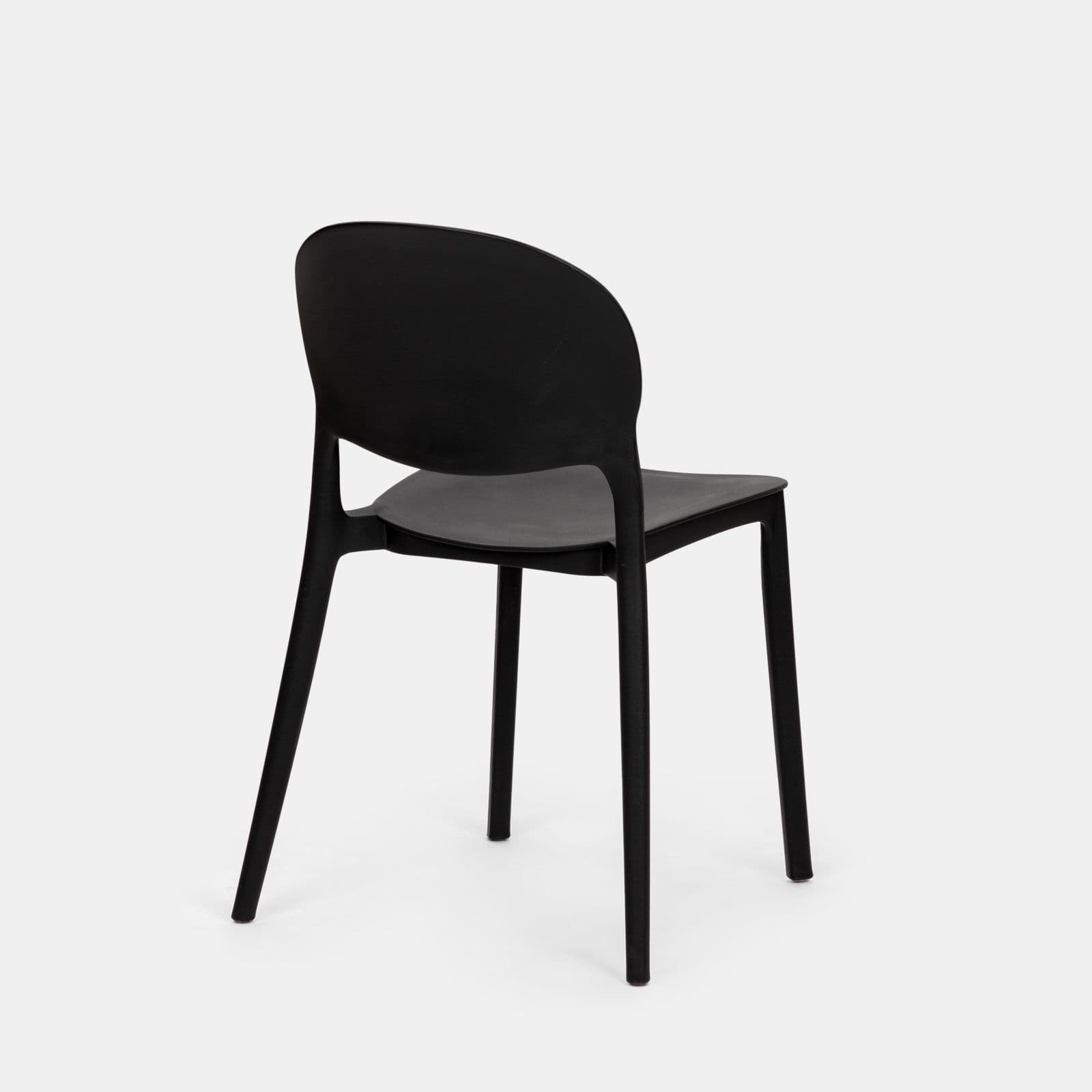 Set pranzo con tavolo rotondo 80 cm e 4 sedie impilabili in polipropilene nero - Tulipano