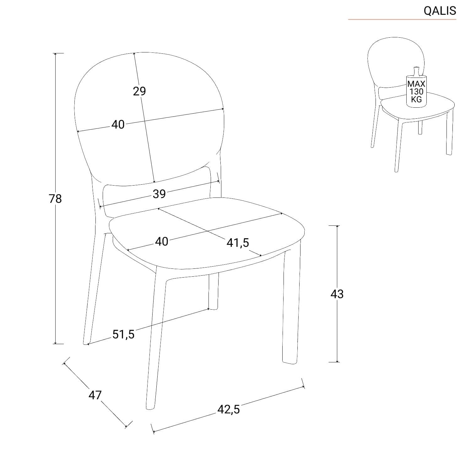 Set pranzo con tavolo rotondo 80 cm e 4 sedie impilabili in polipropilene nero - Tulipano