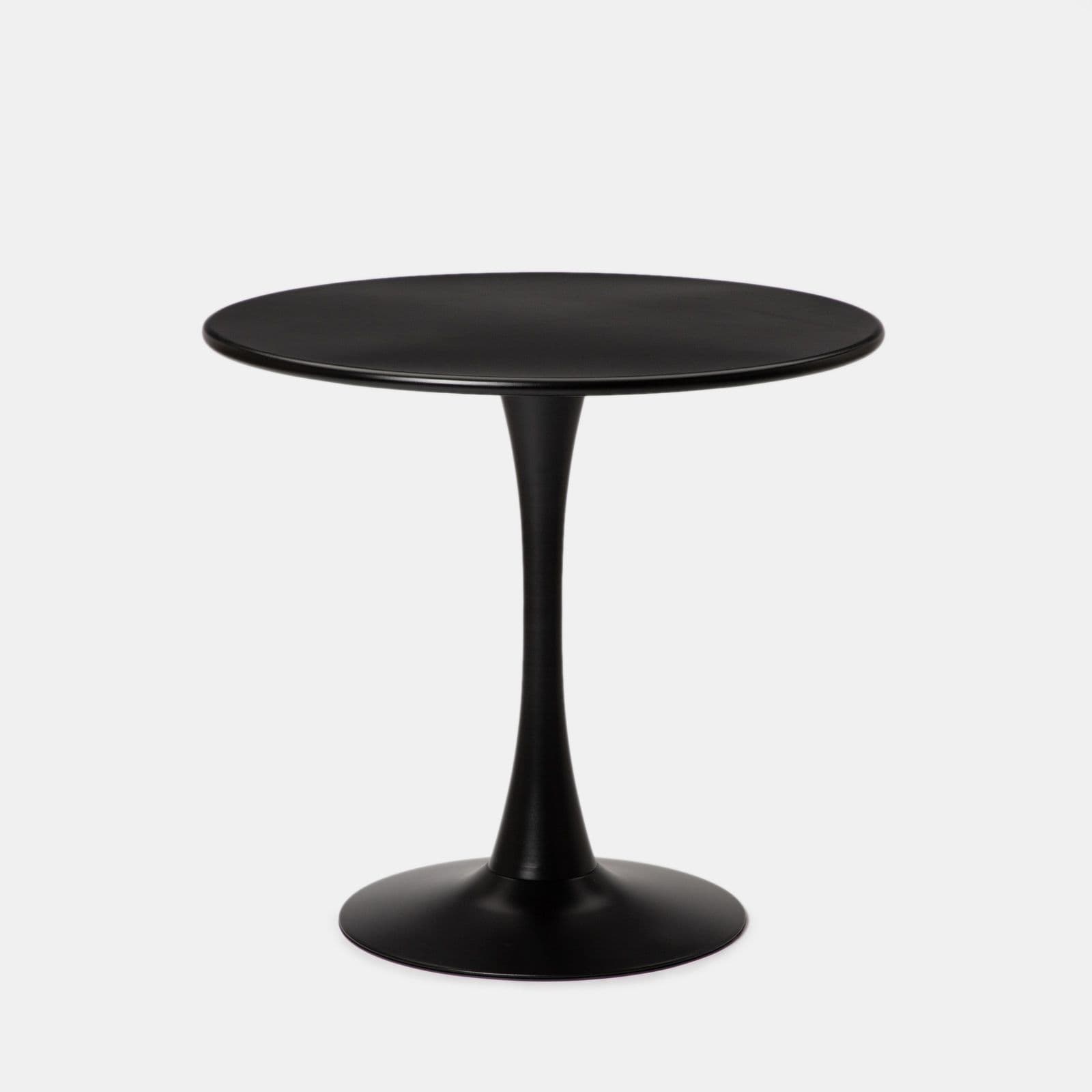Set pranzo con tavolo rotondo 80 cm e 4 sedie impilabili in polipropilene nero - Tulipano