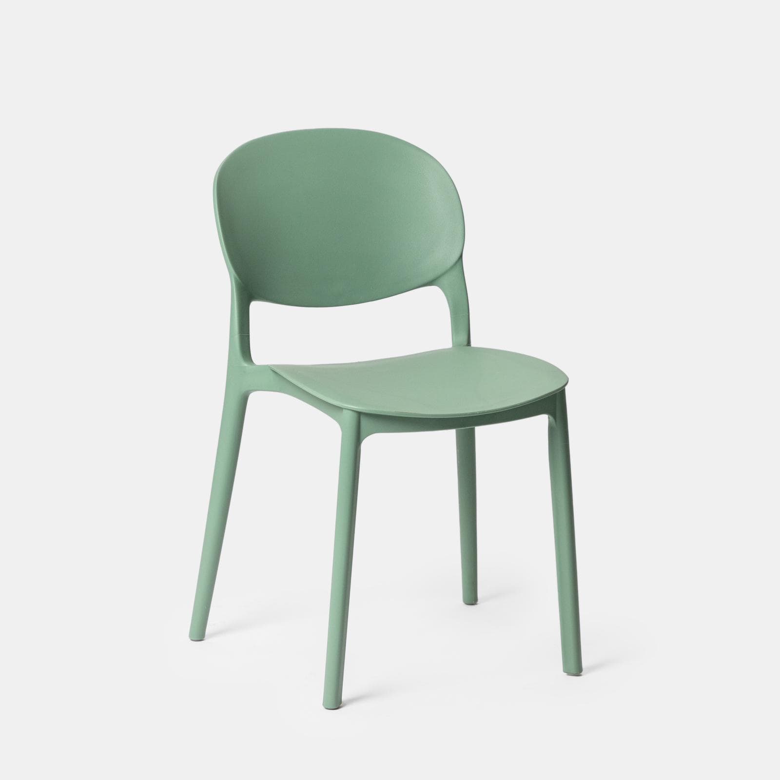 Set pranzo con tavolo rotondo 80 cm e 4 sedie impilabili in polipropilene verde giada - Tulipano