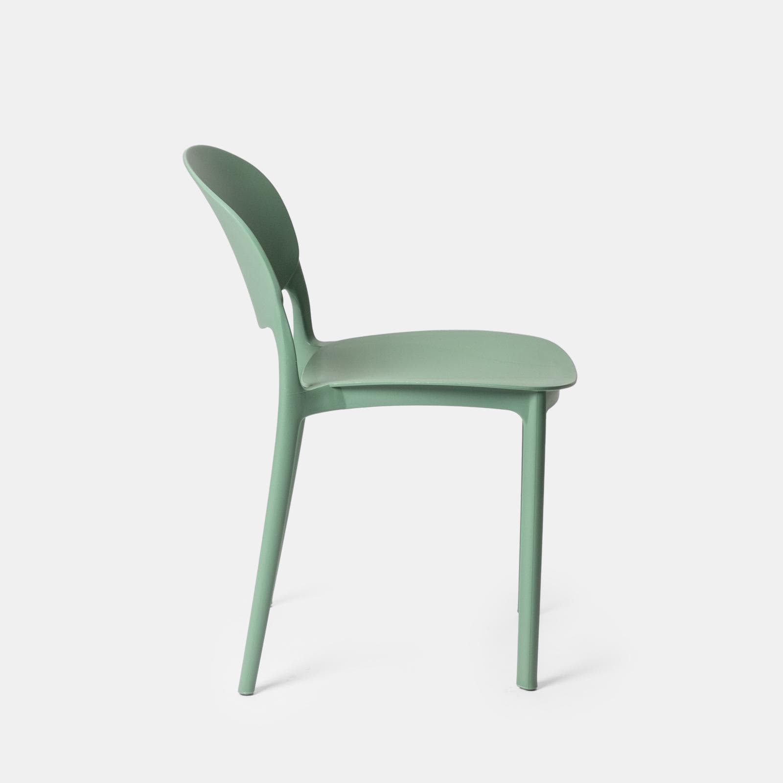 Set pranzo con tavolo rotondo 80 cm e 4 sedie impilabili in polipropilene verde giada - Tulipano