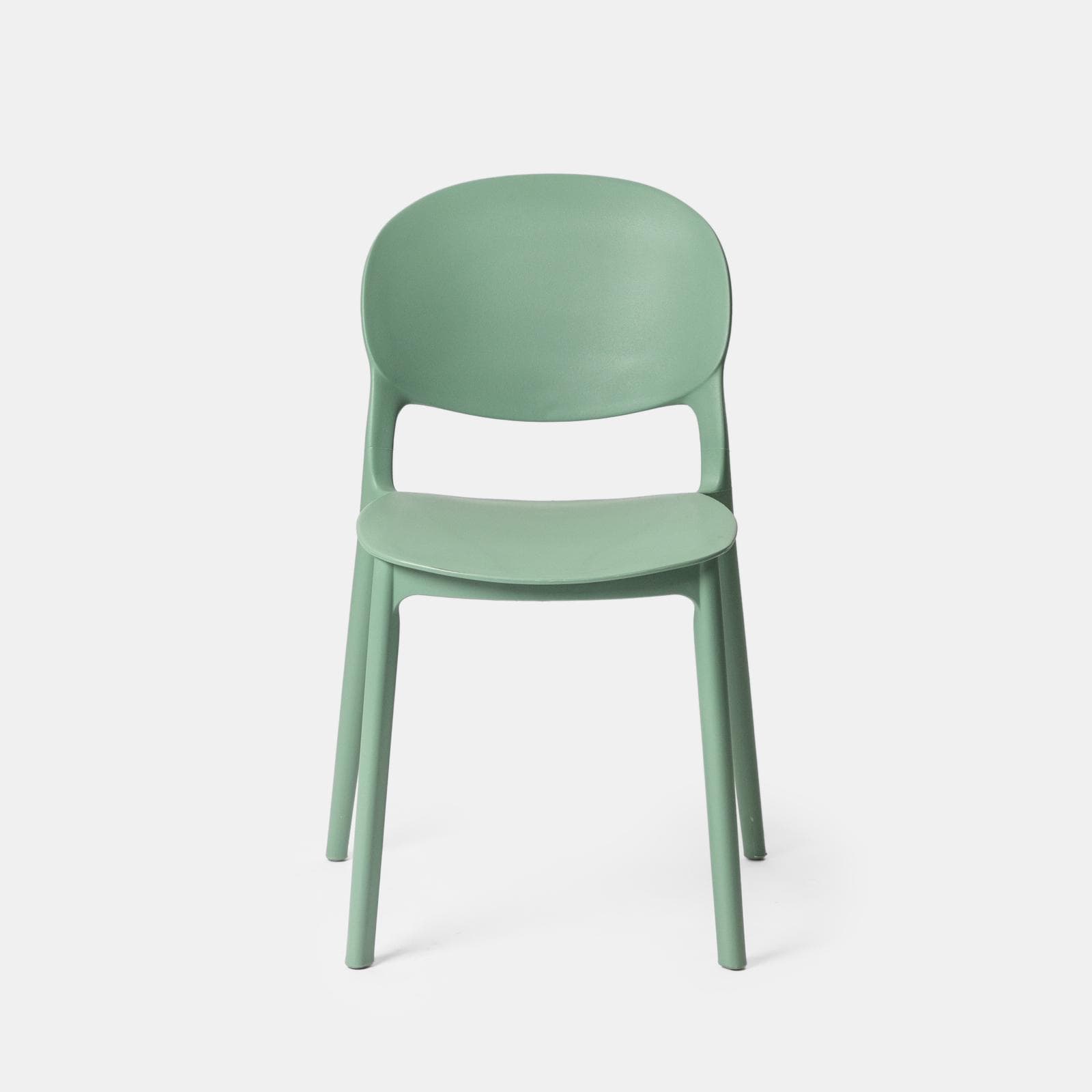 Set pranzo con tavolo rotondo 80 cm e 4 sedie impilabili in polipropilene verde giada - Tulipano