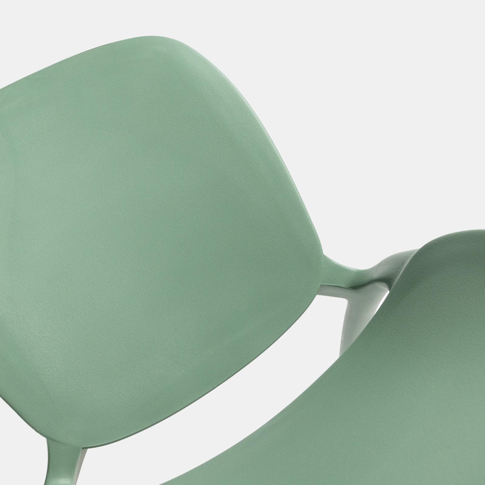 Set pranzo con tavolo rotondo 80 cm e 4 sedie impilabili in polipropilene verde giada - Tulipano