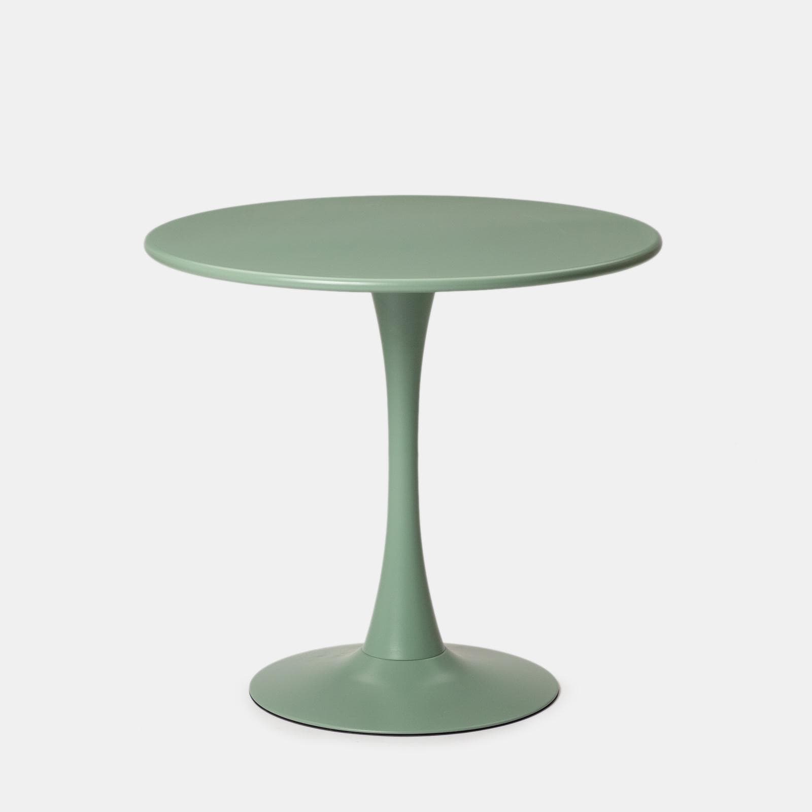 Set pranzo con tavolo rotondo 80 cm e 4 sedie impilabili in polipropilene verde giada - Tulipano