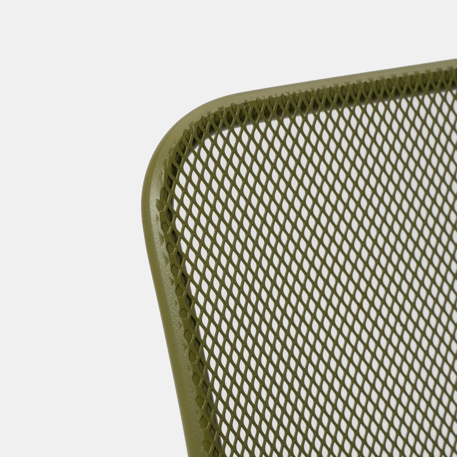 Set pranzo tavolo 80x80 cm e 4 sedie con braccioli in acciaio verde oliva - Faber