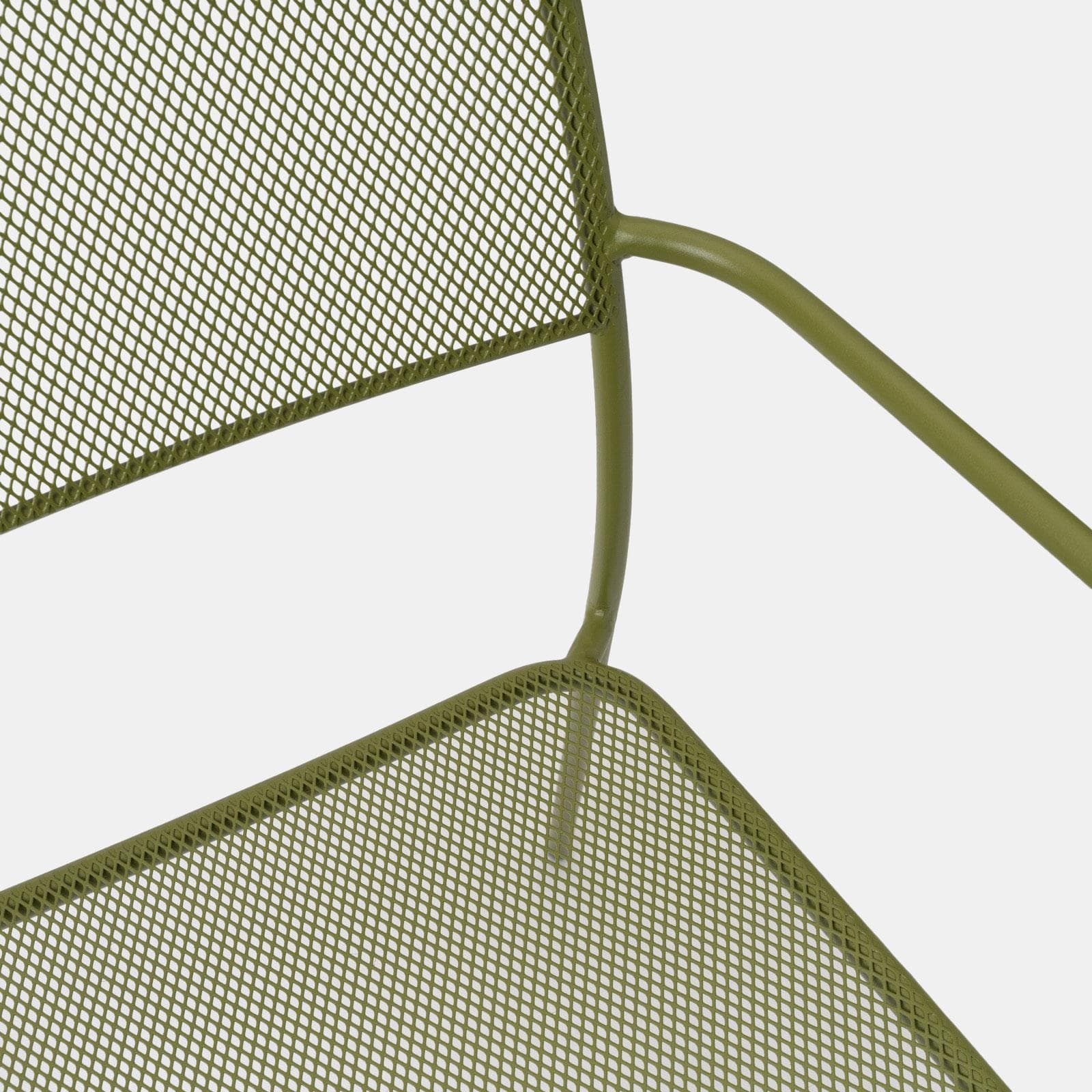 Set pranzo tavolo 80x80 cm e 4 sedie con braccioli in acciaio verde oliva - Faber