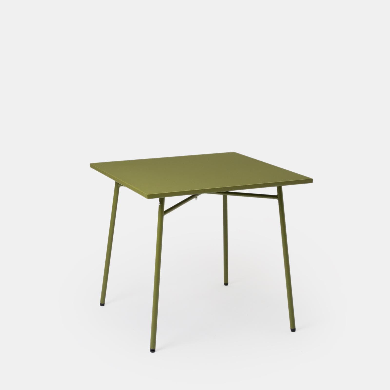Set pranzo tavolo 80x80 cm e 4 sedie con braccioli in acciaio verde oliva - Faber