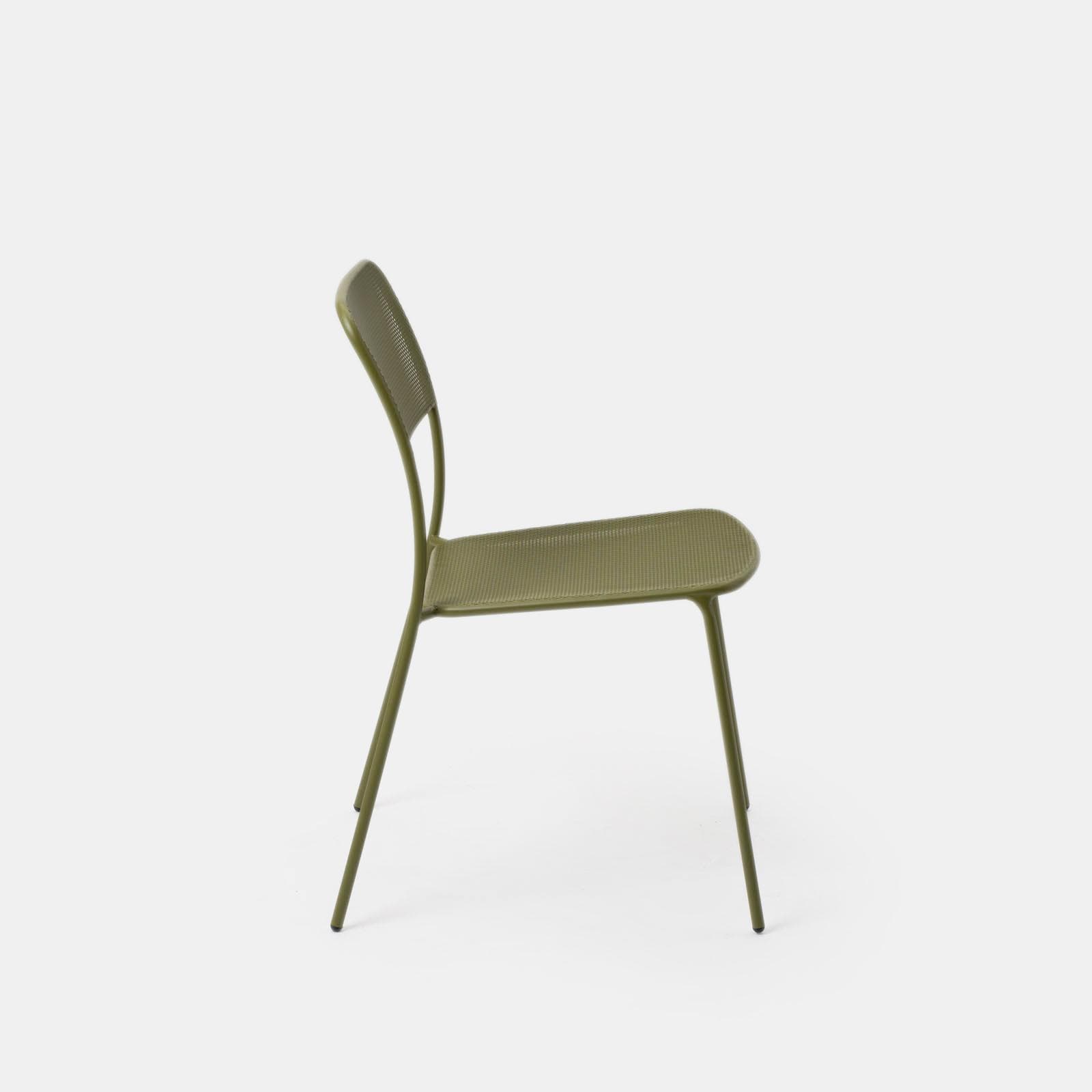 Set pranzo tavolo 80x80 cm e 4 sedie in acciaio verde oliva - Faber