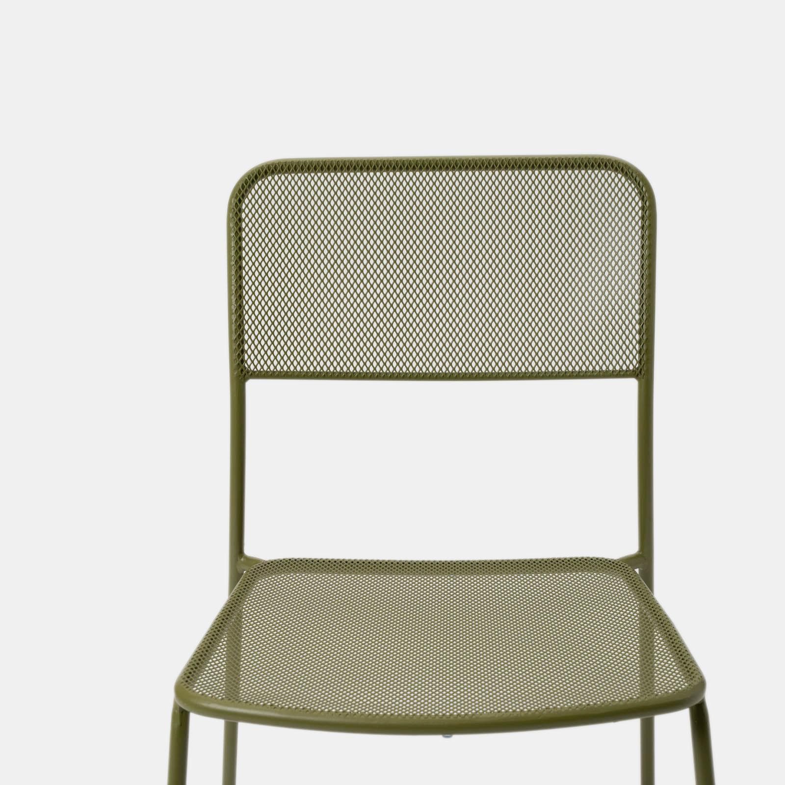 Set pranzo tavolo 80x80 cm e 4 sedie in acciaio verde oliva - Faber
