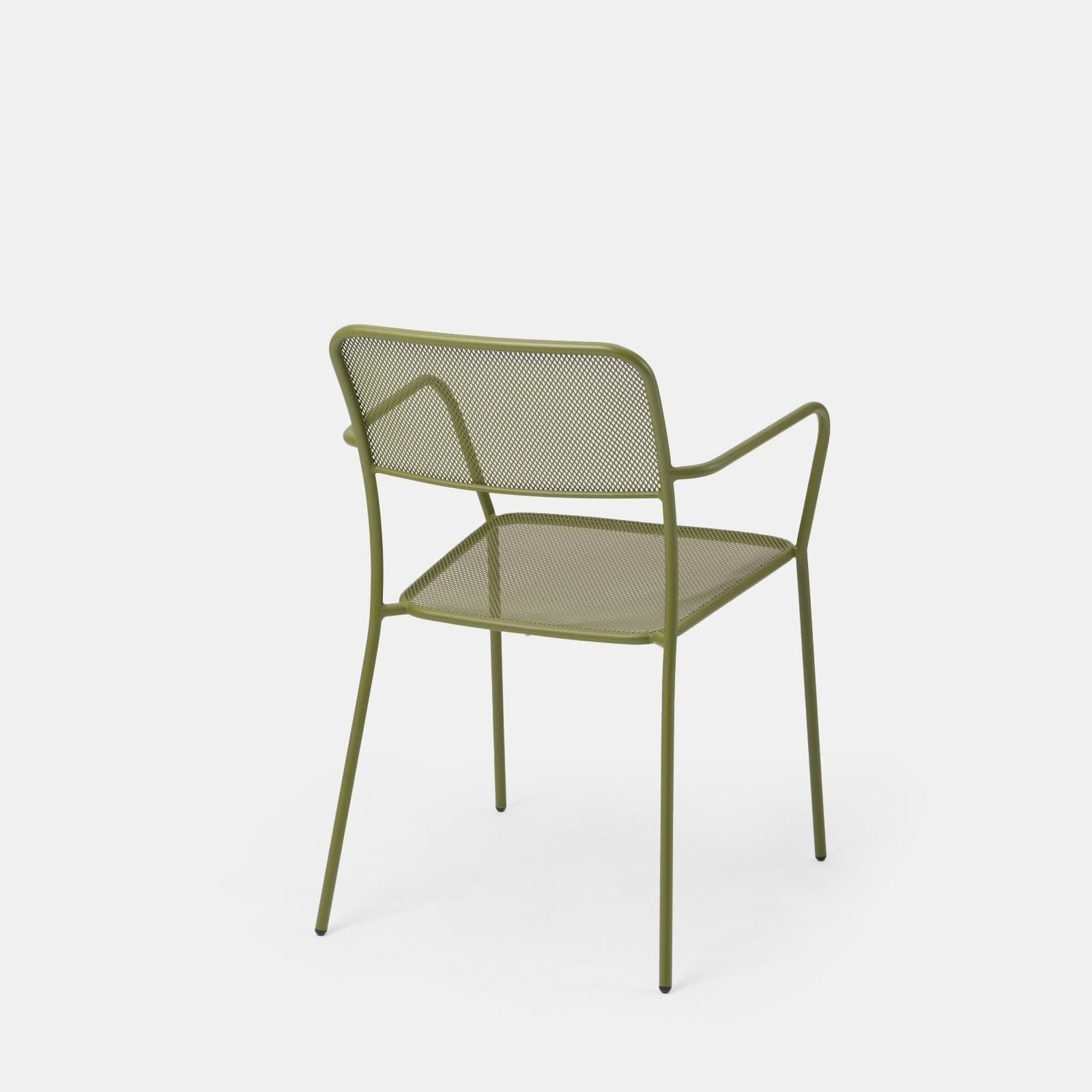 Set bistrot tavolo pieghevole 60x60 cm e 2 sedie con braccioli in acciaio verde oliva - Faber