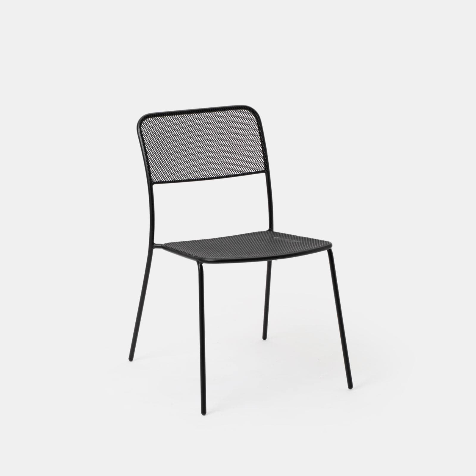 Set pranzo tavolo 80x80 cm e 4 sedie in acciaio nero - Faber