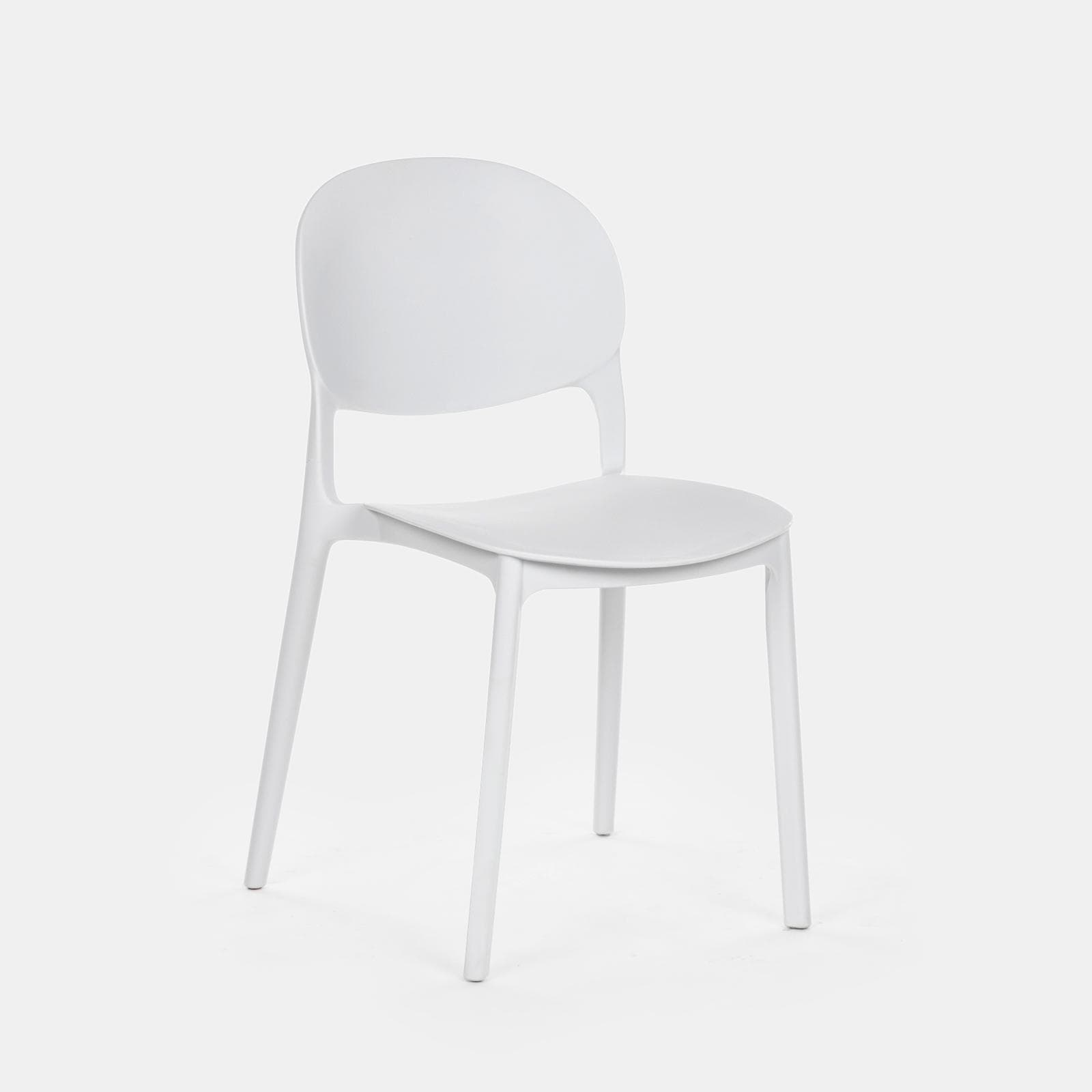Set pranzo da giardino con tavolo 80x80 cm e 4 sedie in polipropilene bianco - Qalis