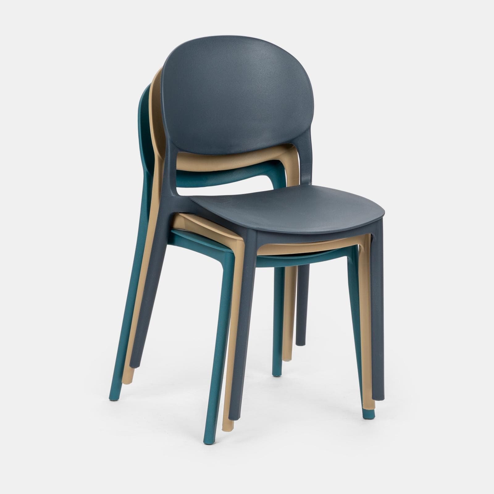 Set pranzo da giardino tavolo 80x80 cm e 4 sedie in polipropilene blu - Qalis
