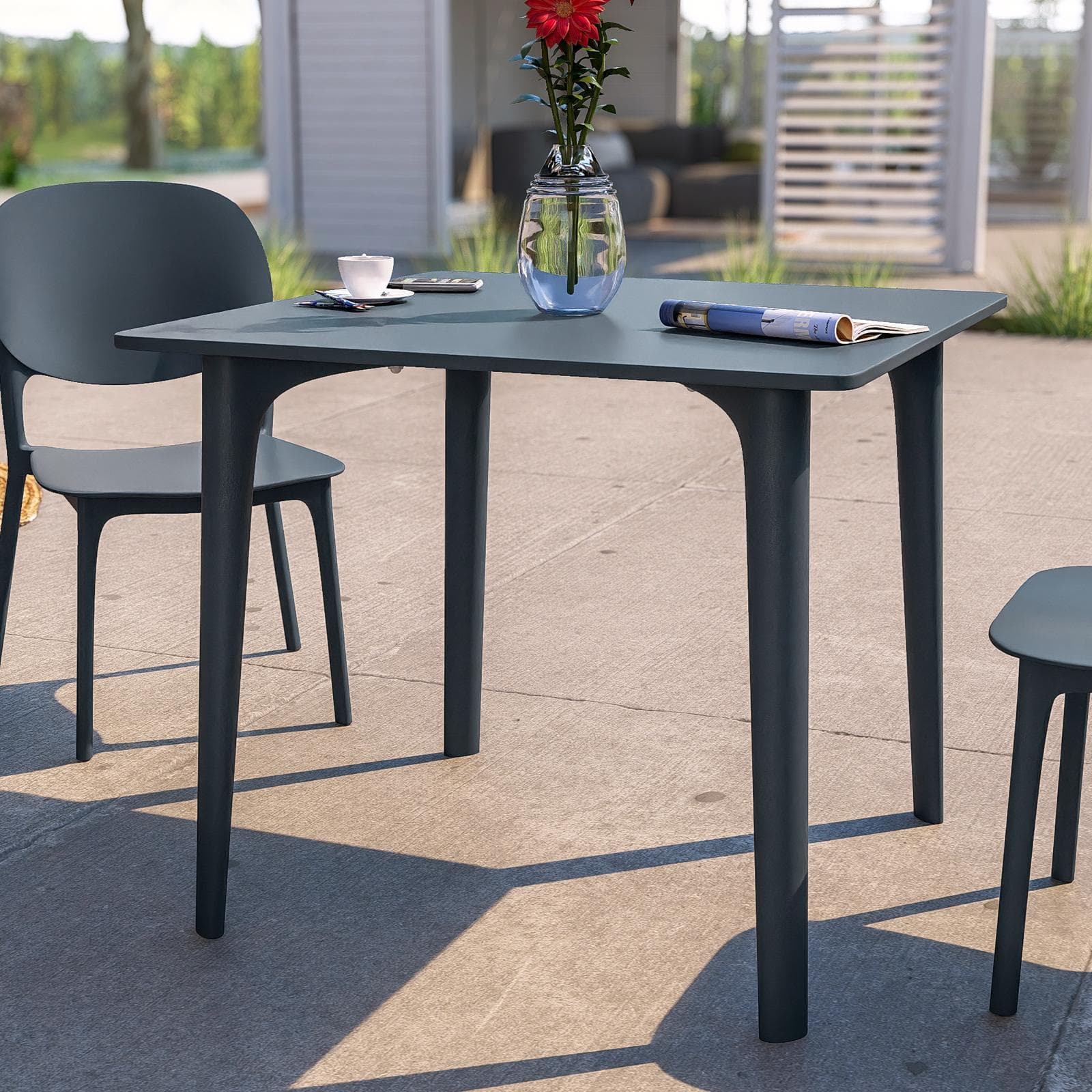 Set pranzo da giardino tavolo 80x80 cm e 4 sedie in polipropilene blu - Qalis
