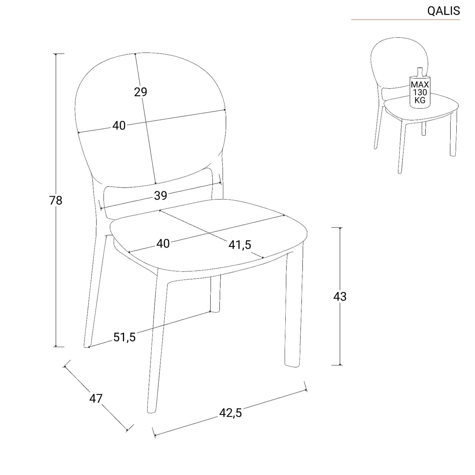 Set pranzo da giardino con tavolo 80x80 cm e 4 sedie in polipropilene nero - Qalis