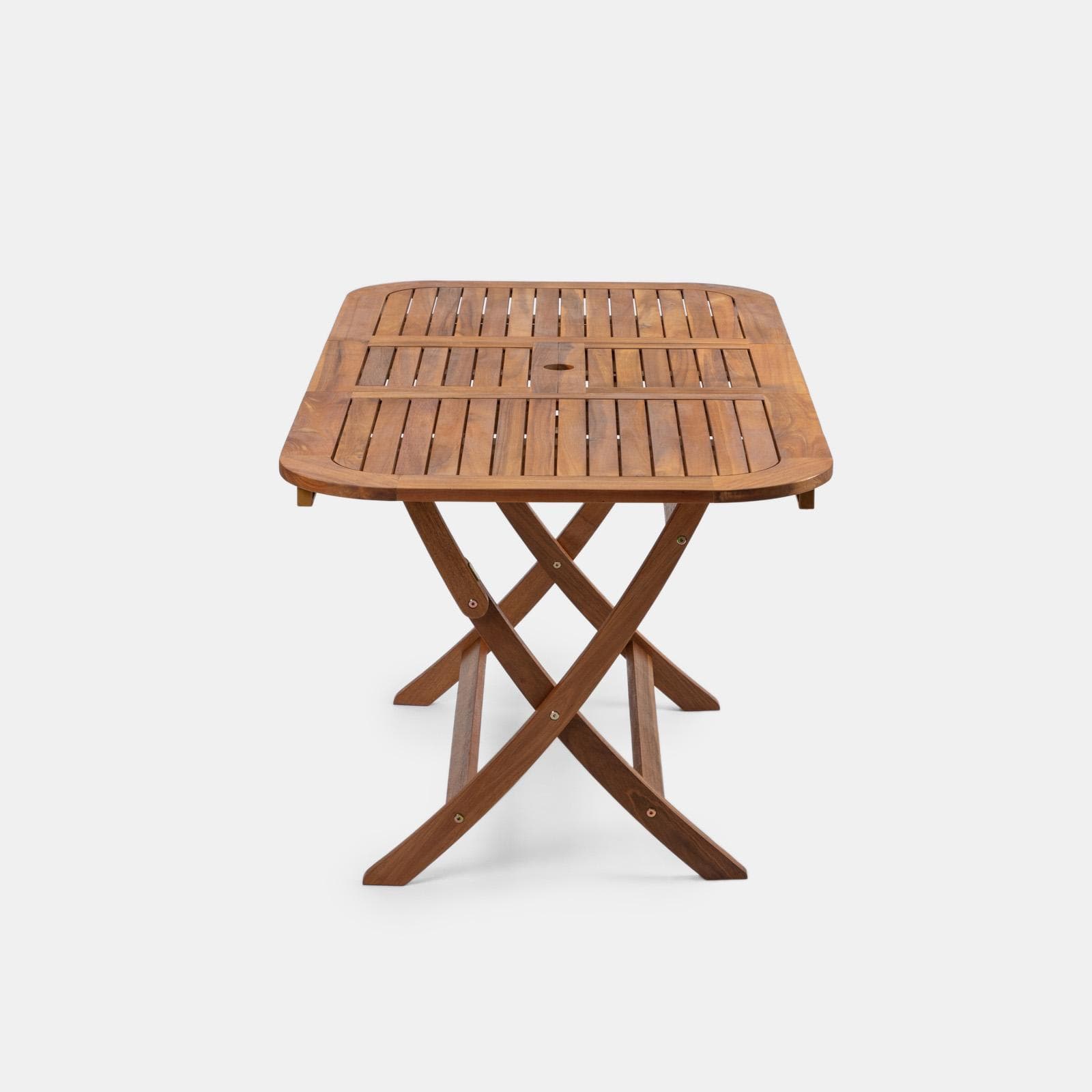 Set pranzo con tavolo allungabile 120/160x80 cm e 4 sedie pieghevoli in legno di acacia - Paja