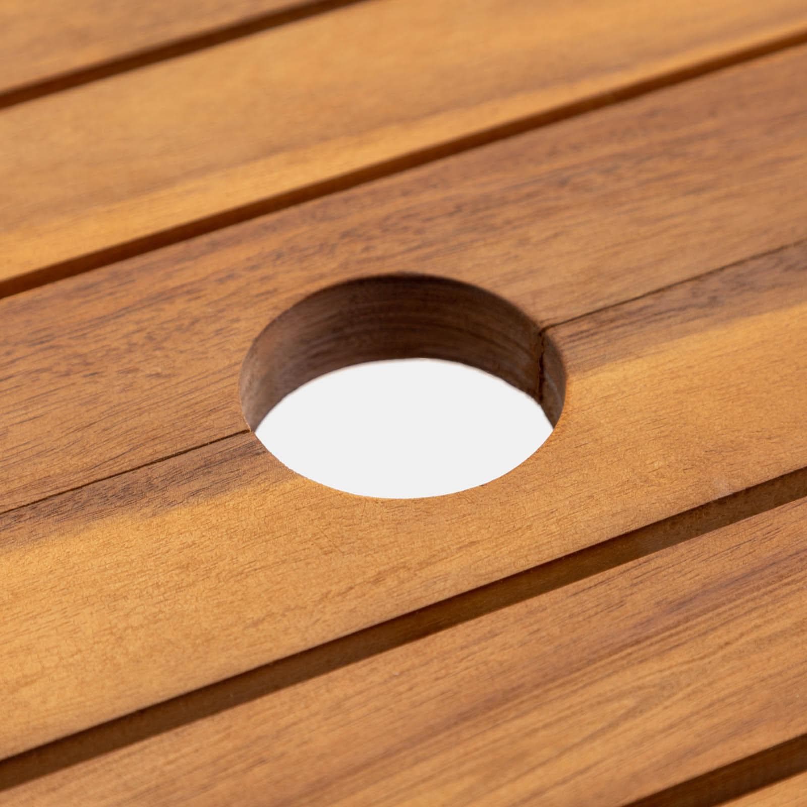 Set pranzo con tavolo allungabile 120/160x80 cm e 4 sedie pieghevoli in legno di acacia - Paja