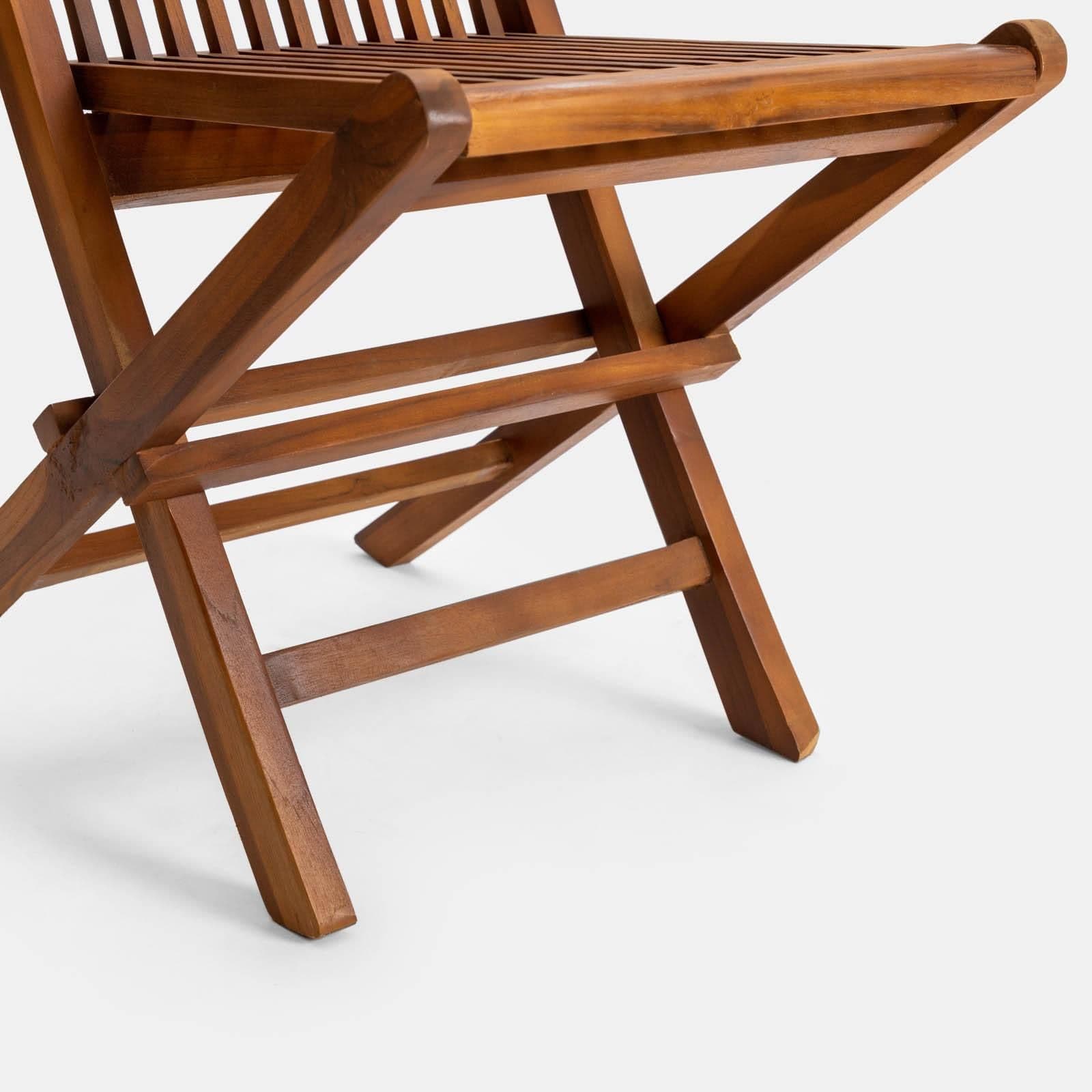Set pranzo tavolo pieghevole 80x80 cm e 2 sedie in legno teak - Louis
