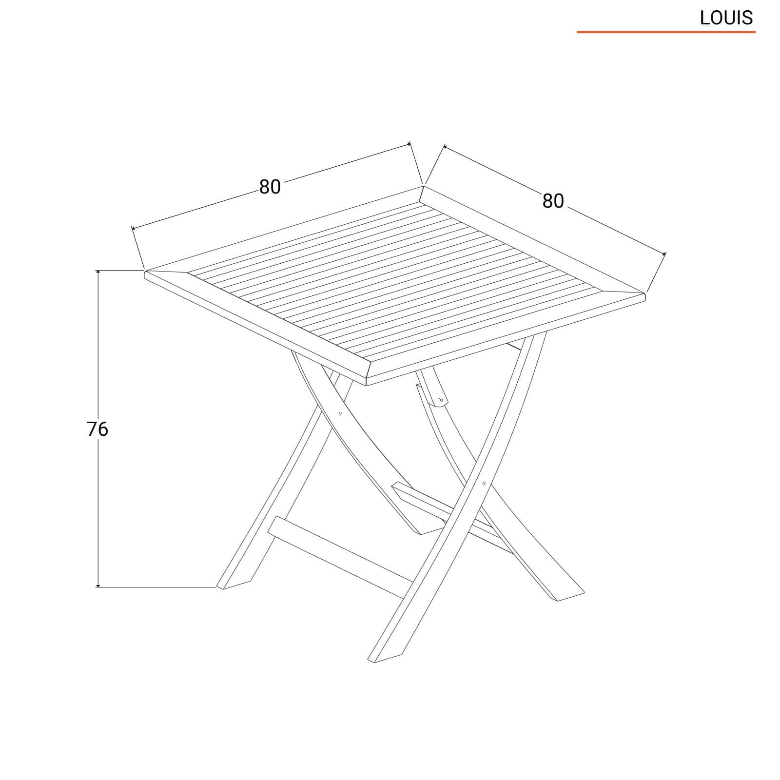 Set pranzo tavolo pieghevole 80x80 cm e 2 sedie in legno teak - Louis