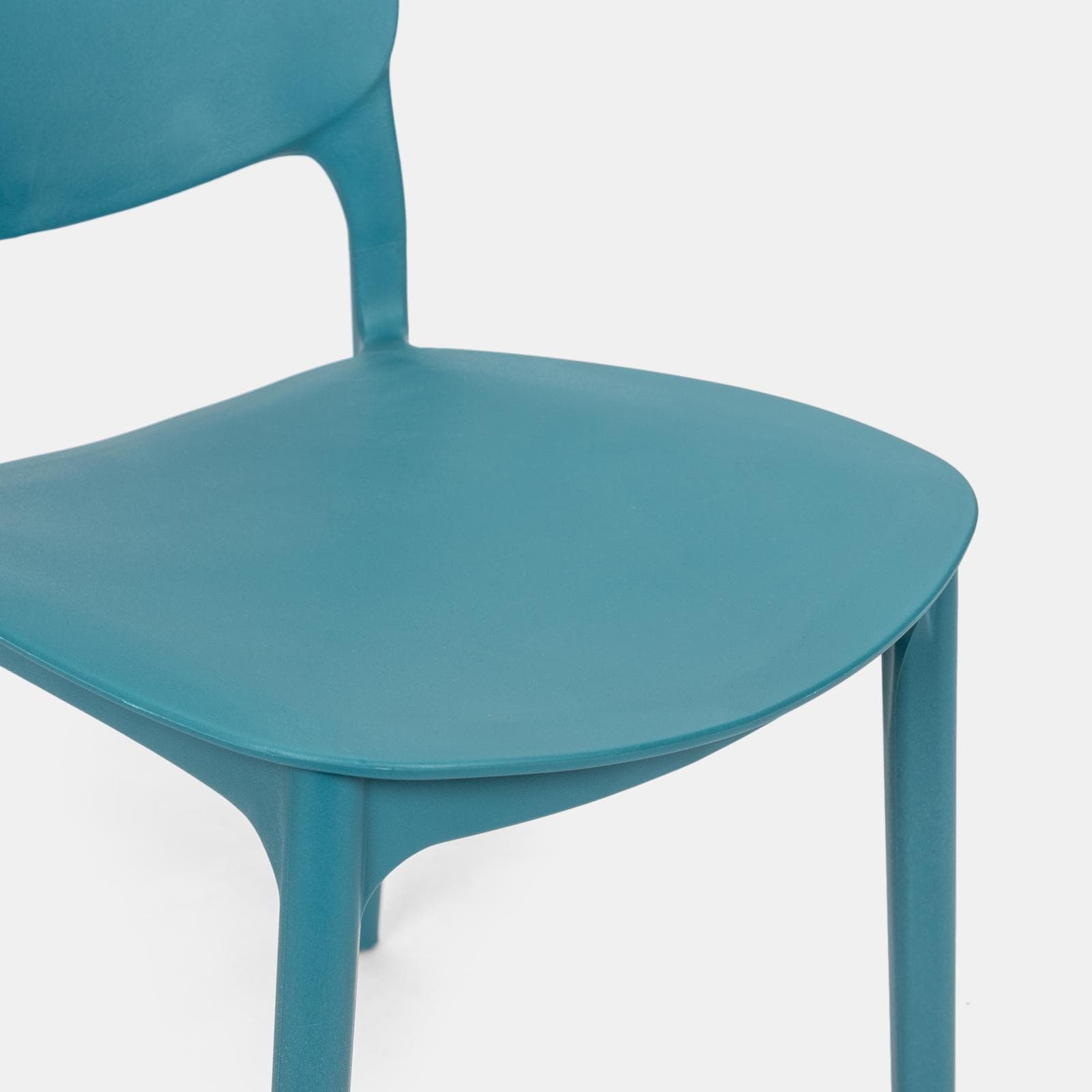 Set pranzo tavolo rotondo 100 cm e 4 sedie impilabili in polipropilene blu maldive - Tulipano