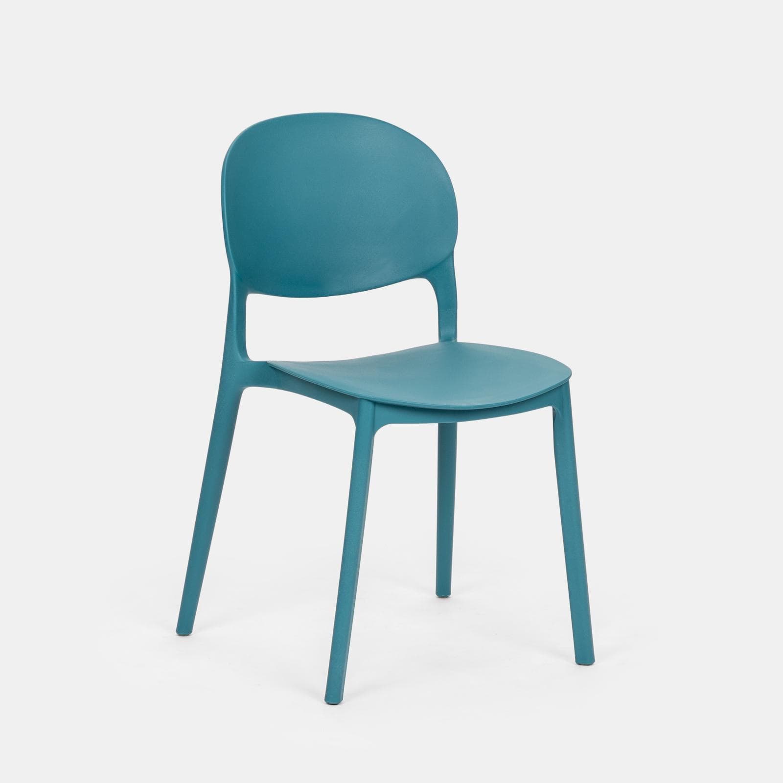 Set pranzo tavolo rotondo 100 cm e 4 sedie impilabili in polipropilene blu maldive - Tulipano