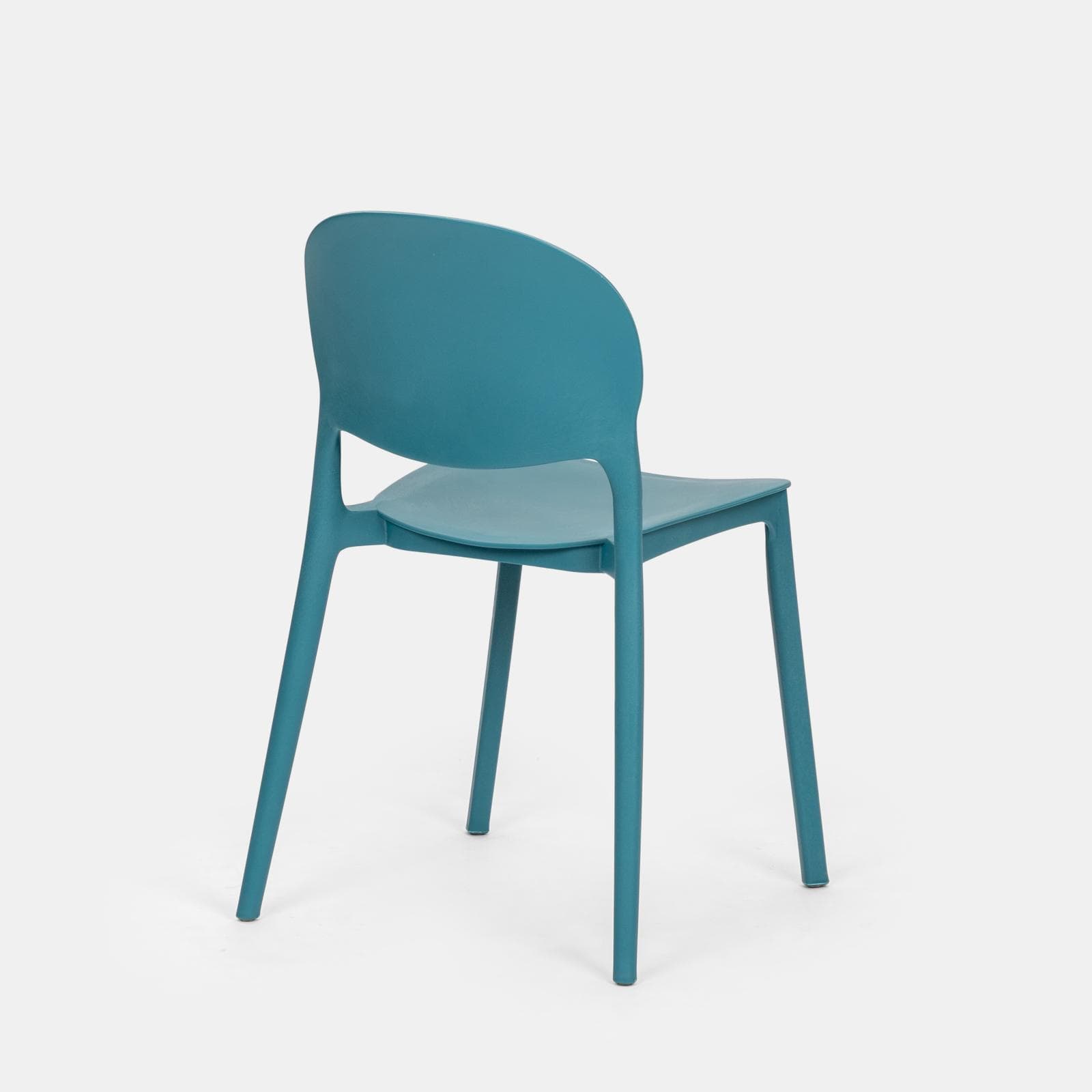 Set pranzo tavolo rotondo 100 cm e 4 sedie impilabili in polipropilene blu maldive - Tulipano