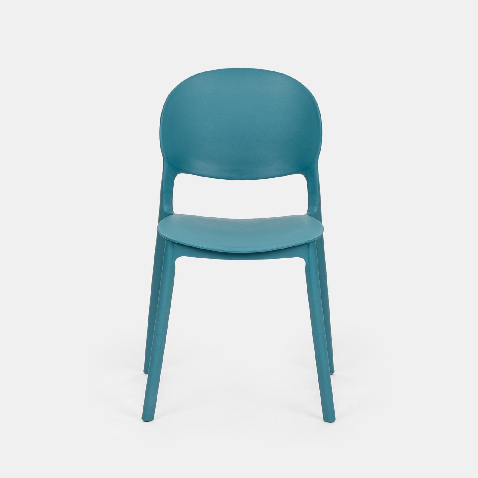 Set pranzo tavolo rotondo 100 cm e 4 sedie impilabili in polipropilene blu maldive - Tulipano