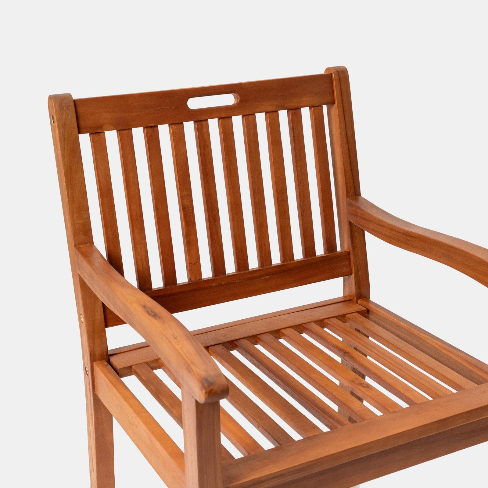 Set pranzo con tavolo rotondo 100 cm e 4 sedie con braccioli in legno di acacia - Paja