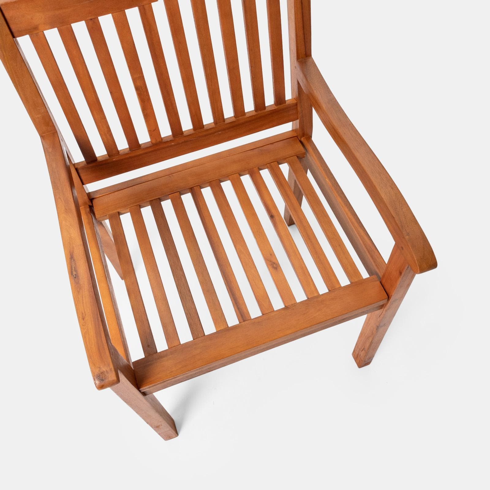 Set pranzo con tavolo rotondo 100 cm e 4 sedie con braccioli in legno di acacia - Paja