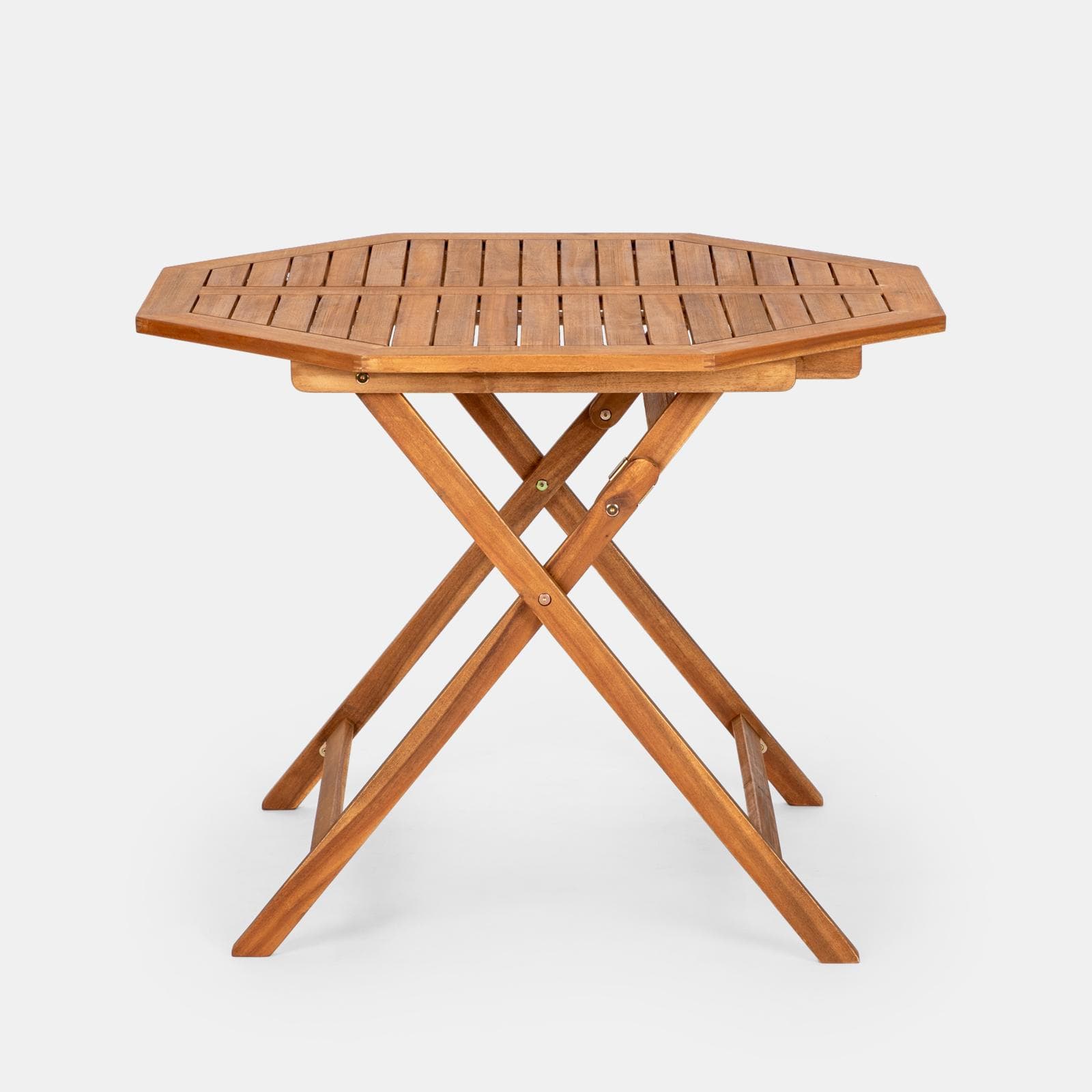 Set pranzo con tavolo rotondo 100 cm e 4 sedie con braccioli in legno di acacia - Paja