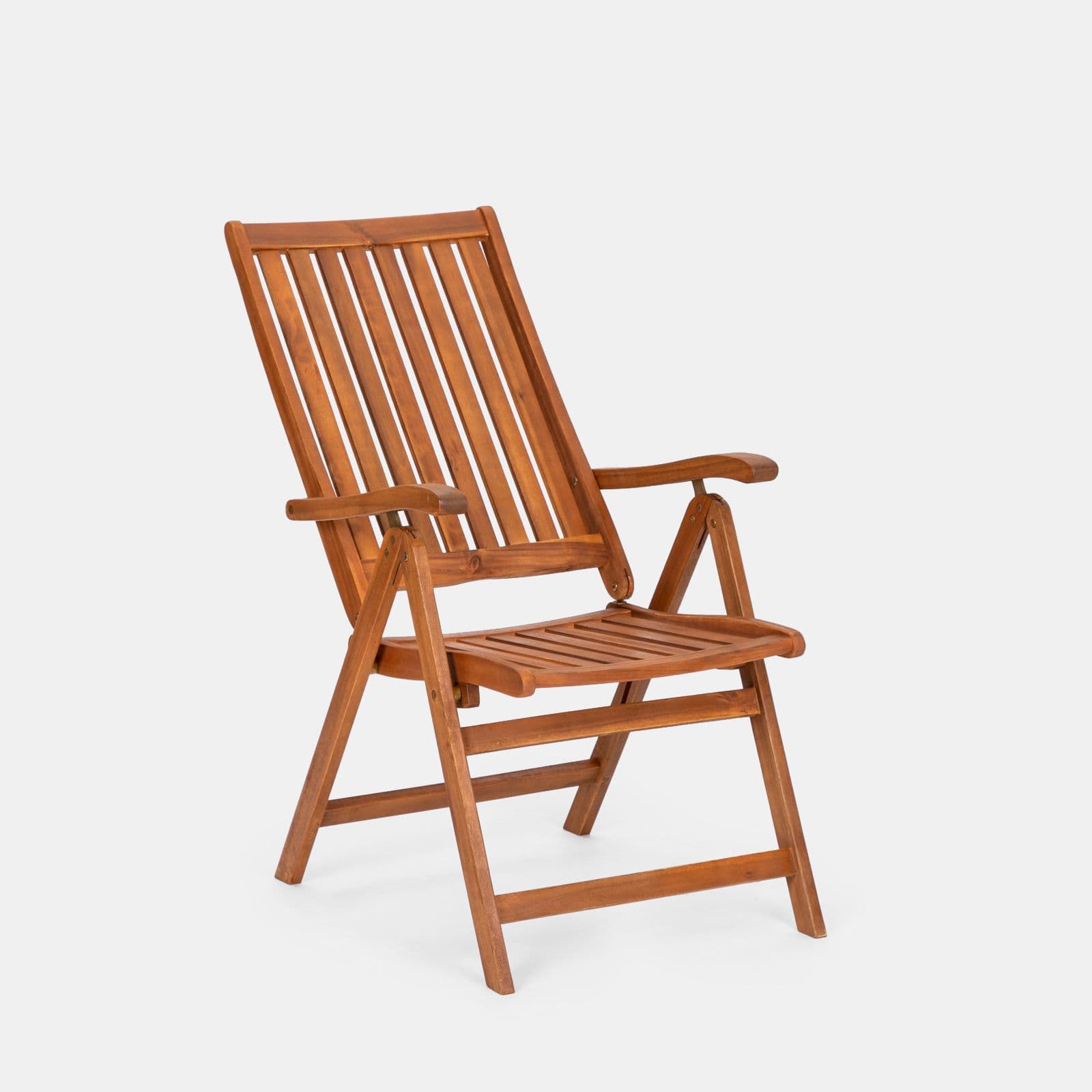 Set pranzo tavolo rotondo 100 cm e 4 sedie con braccioli regolabili in legno di acacia - Paja