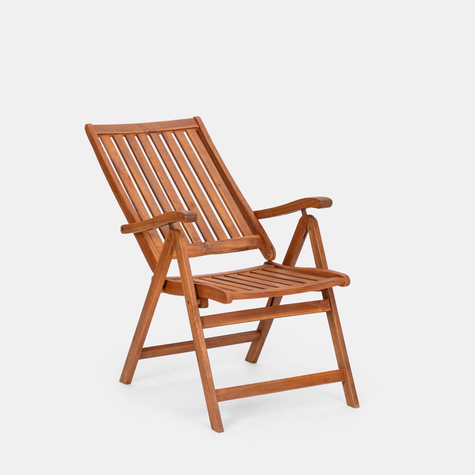 Set pranzo tavolo rotondo 100 cm e 4 sedie con braccioli regolabili in legno di acacia - Paja