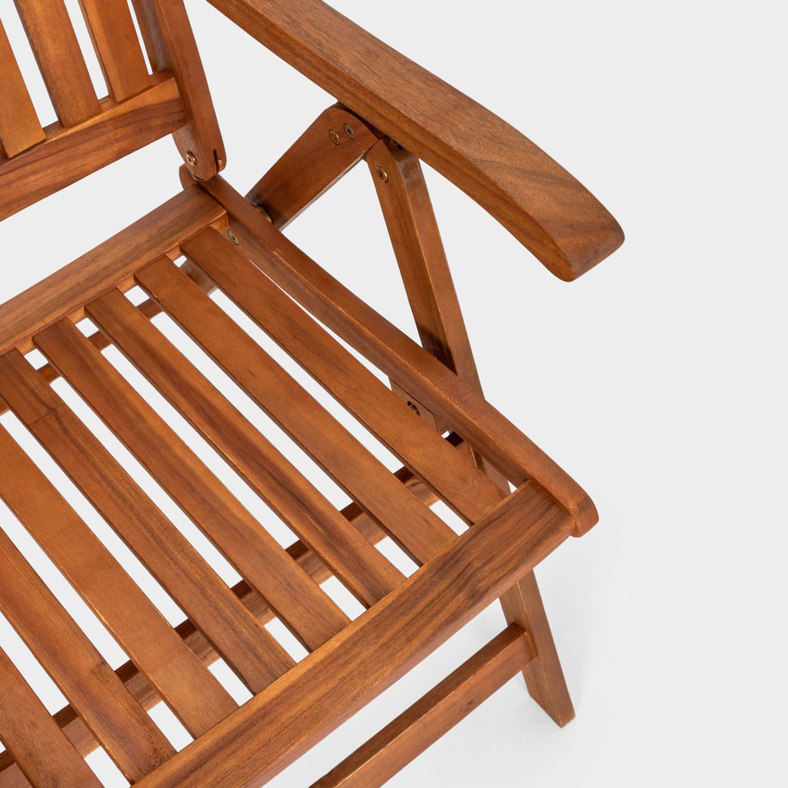 Set pranzo tavolo rotondo 100 cm e 4 sedie con braccioli regolabili in legno di acacia - Paja