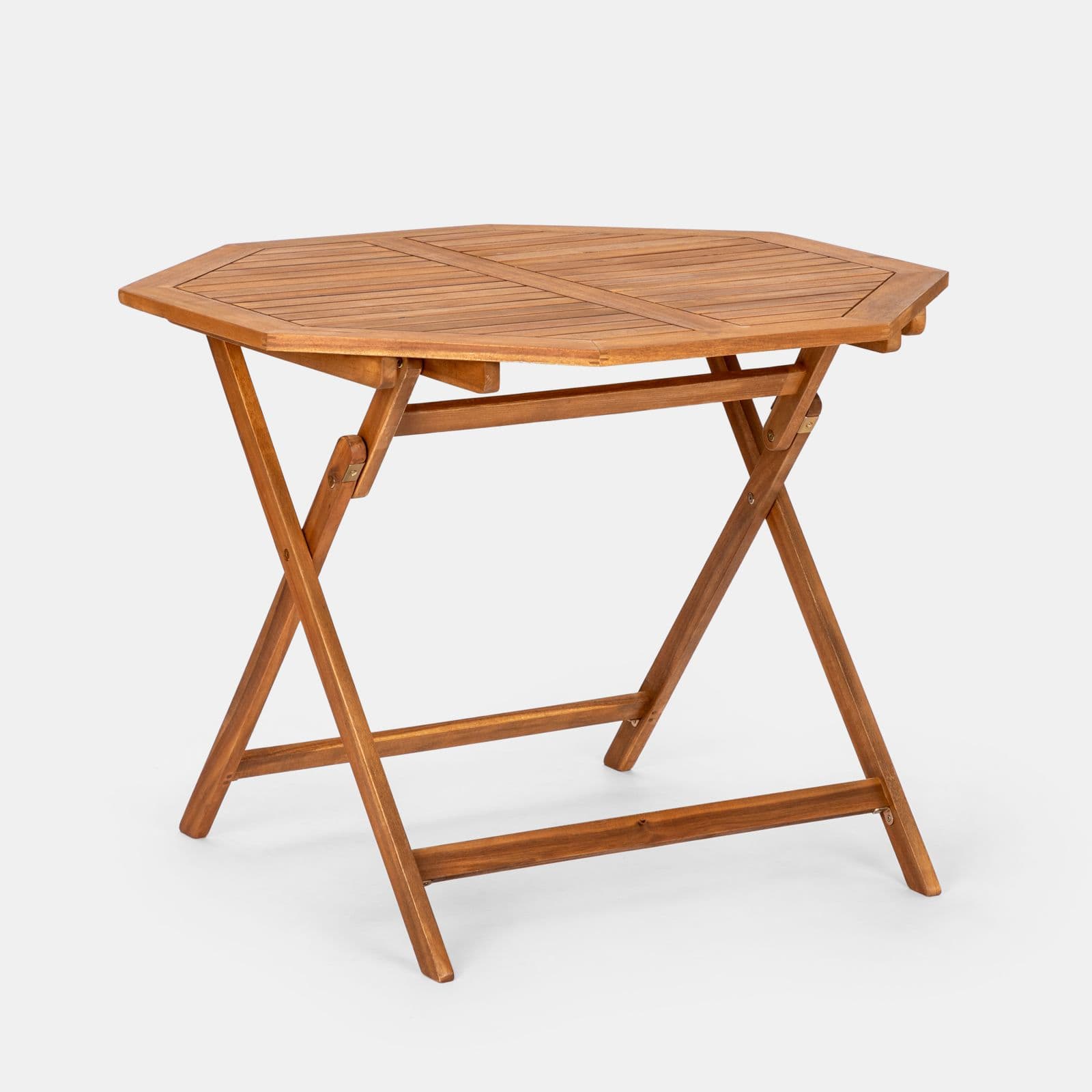 Set pranzo tavolo rotondo 100 cm e 4 sedie con braccioli regolabili in legno di acacia - Paja