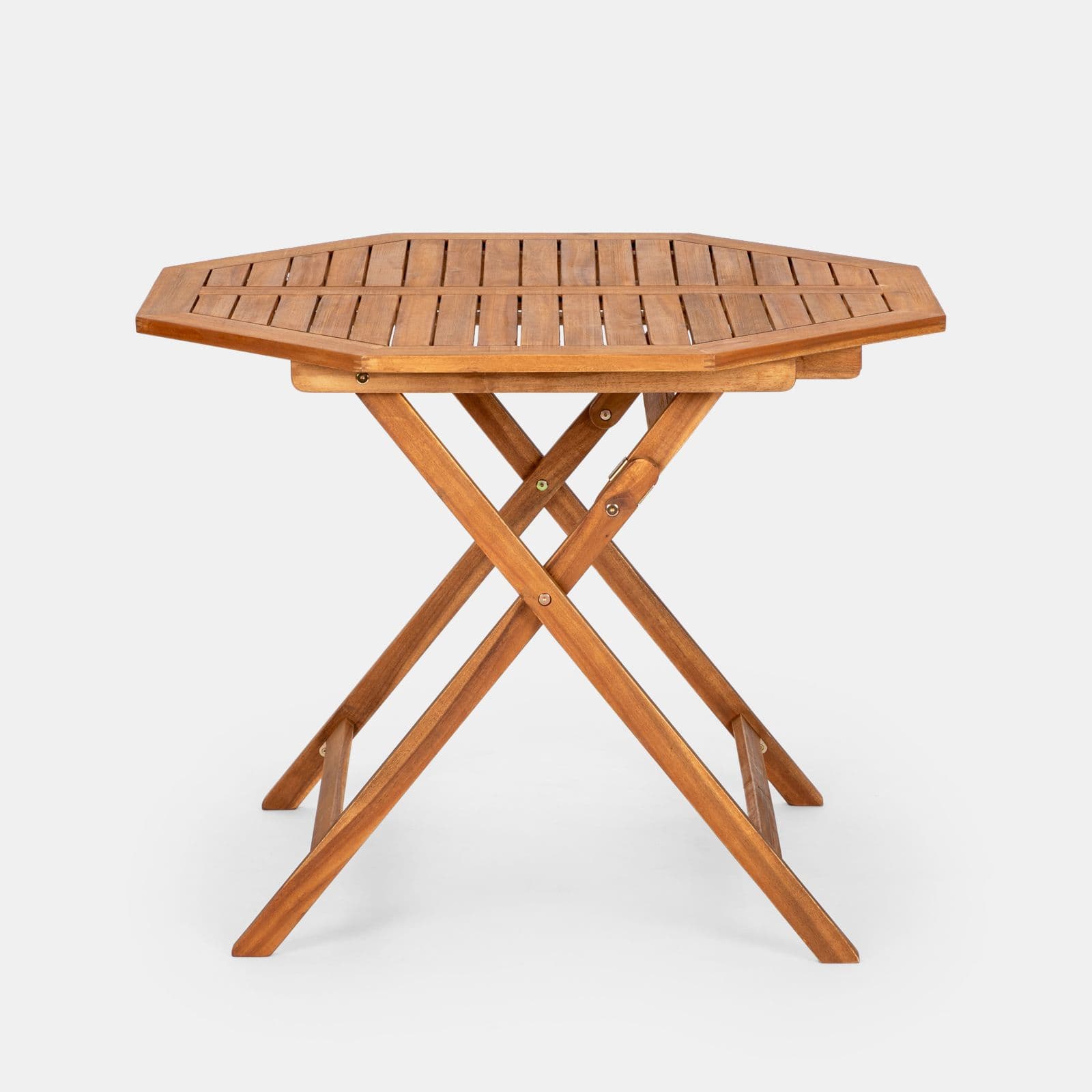 Set pranzo tavolo rotondo 100 cm e 4 sedie con braccioli regolabili in legno di acacia - Paja