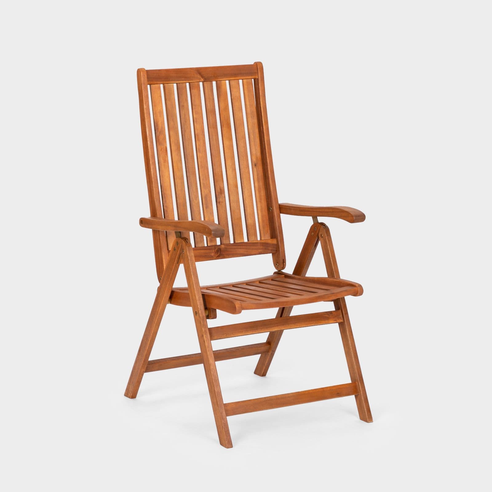 Set pranzo tavolo rotondo 100 cm e 4 sedie con braccioli regolabili in legno di acacia - Paja