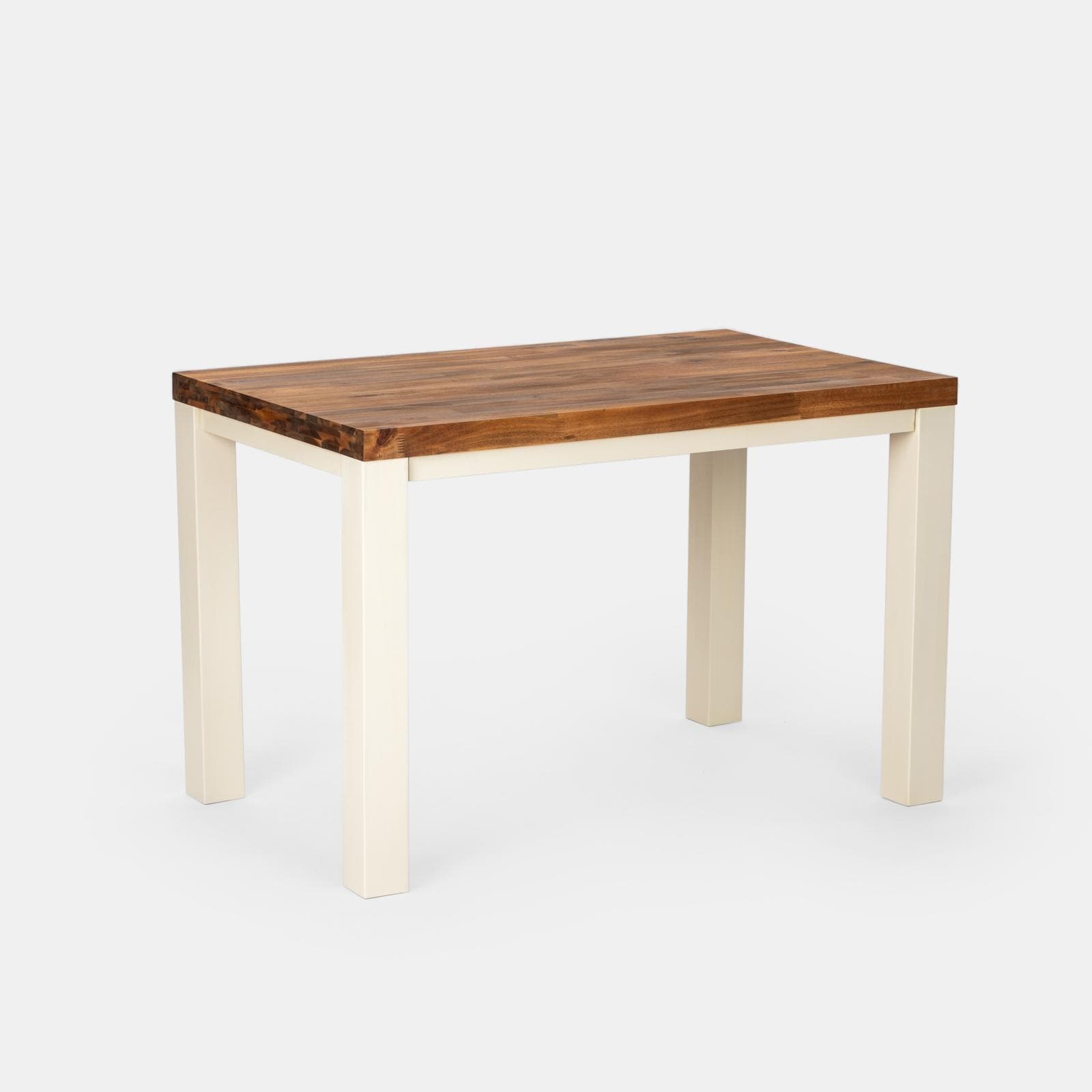 Set pranzo tavolo 115x70 cm e 4 sedie pieghevoli con braccioli in legno di acacia e corda grigia - Yadira