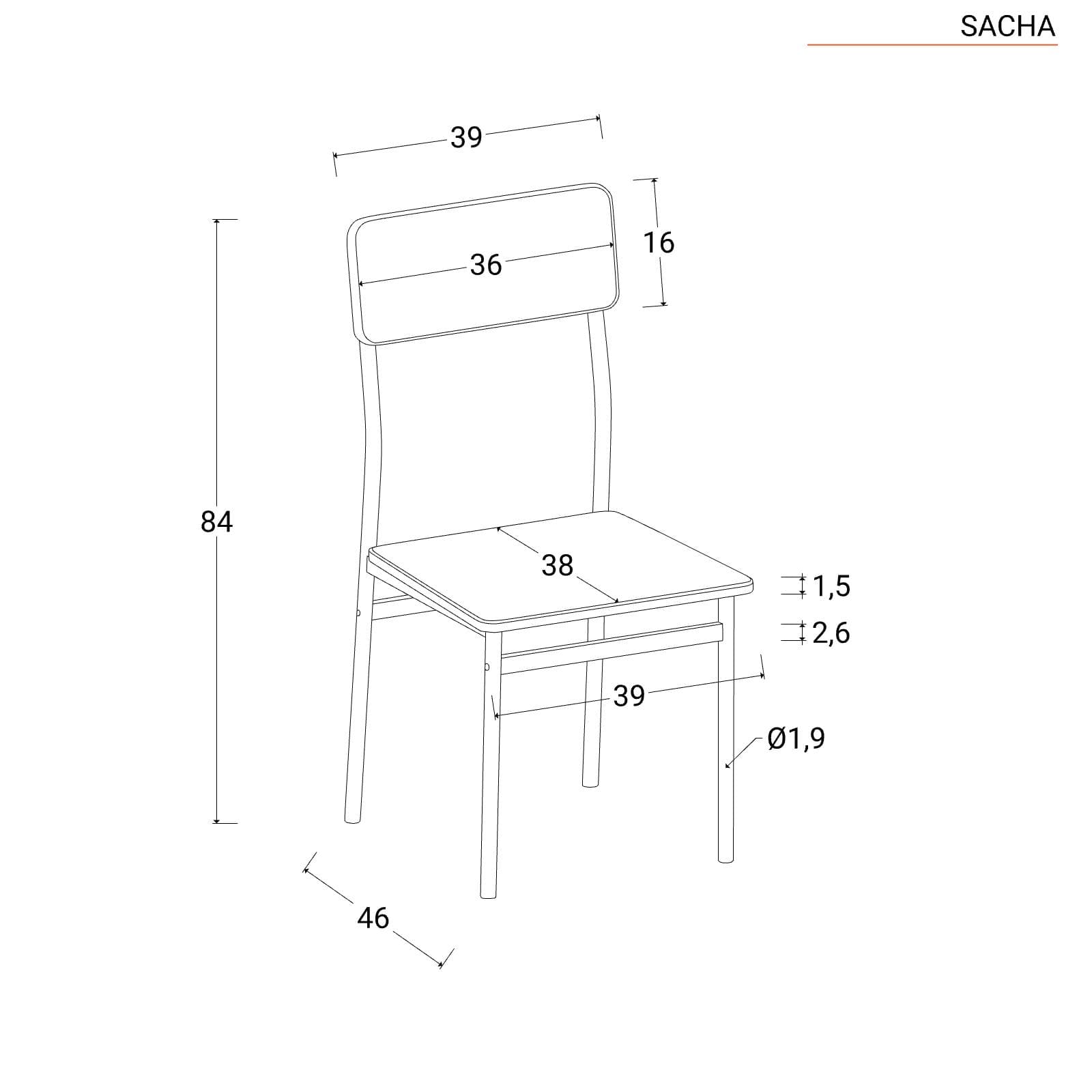 Set pranzo tavolo 110x70 con top effetto rovere chiaro e struttura in acciaio nero con 4 sedie - Sacha