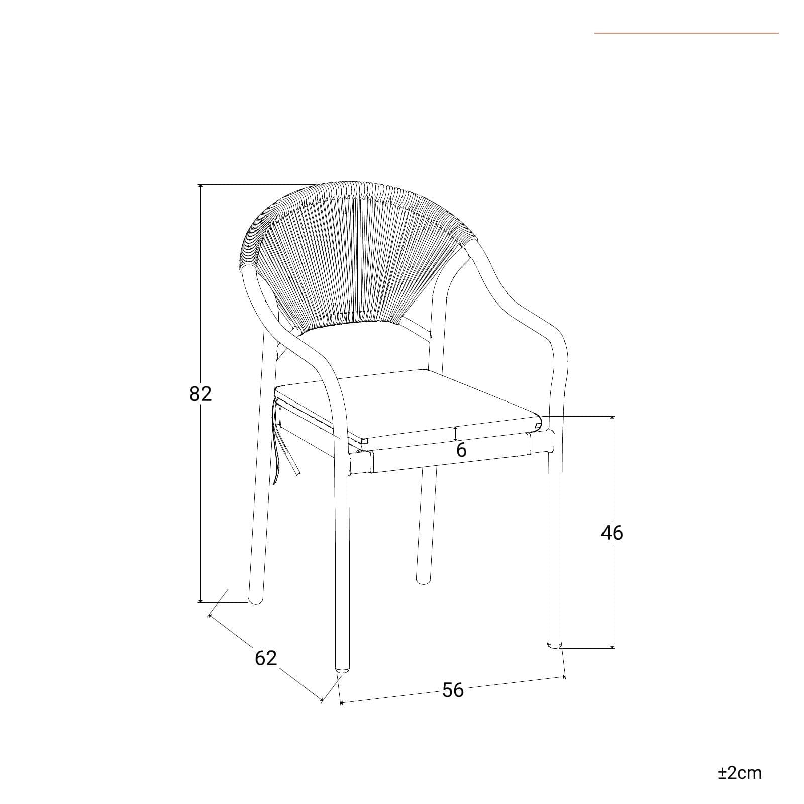 Set pranzo tavolo 150x90 cm top effetto legno e 4 sedie con braccioli in acciaio bianco e corda verde tiffany - Chrysler