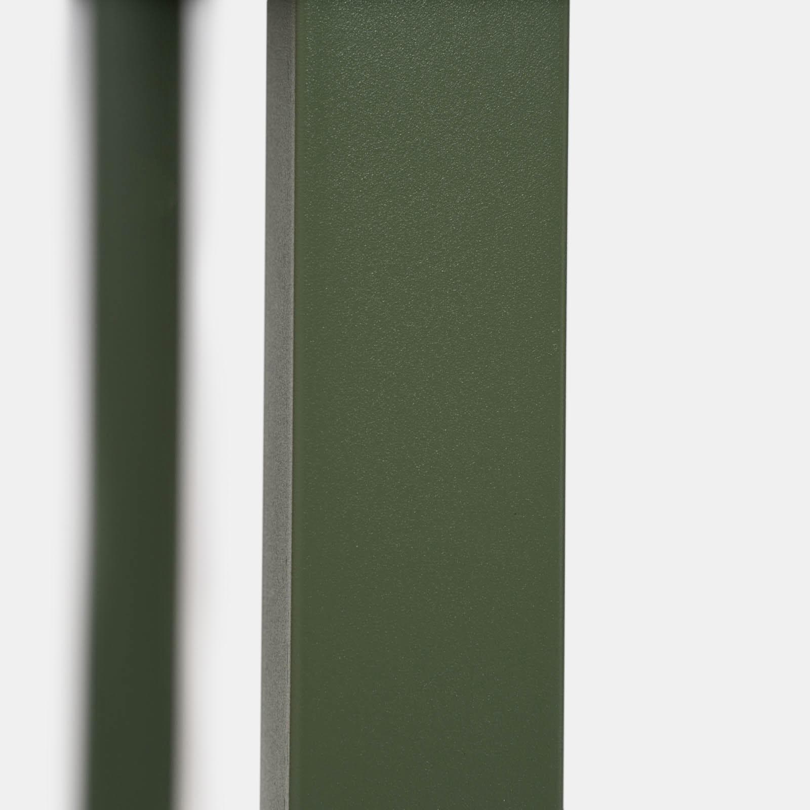 Set pranzo tavolo 150x90 cm top vetro temperato e 6 sedie con braccioli in acciaio verde oliva - Tamika