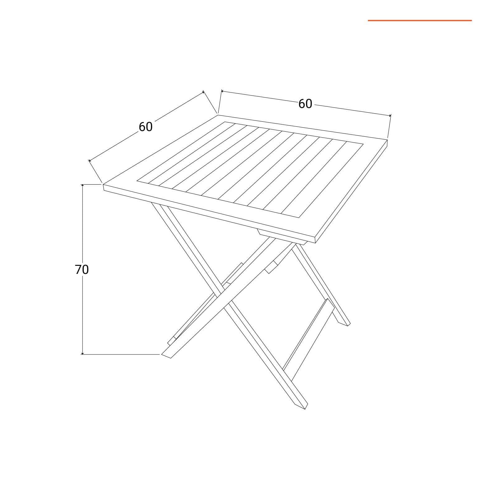 Set bistrot tavolo 60x60 cm e 2 sedie con braccioli regolabili in legno di acacia - Paja