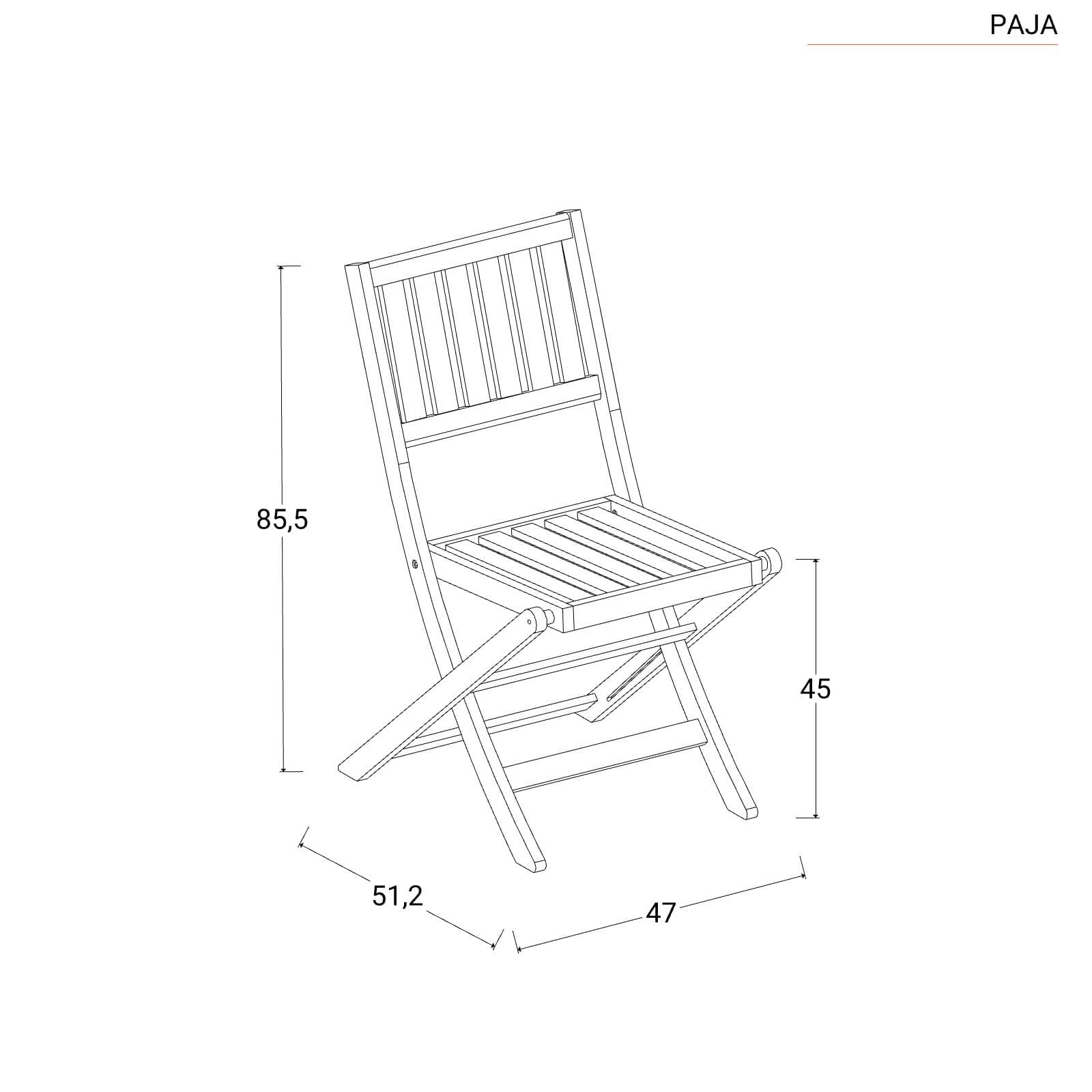 Set bistrot tavolo 60x60 cm e 2 sedie pieghevoli in legno d'acacia - Paja