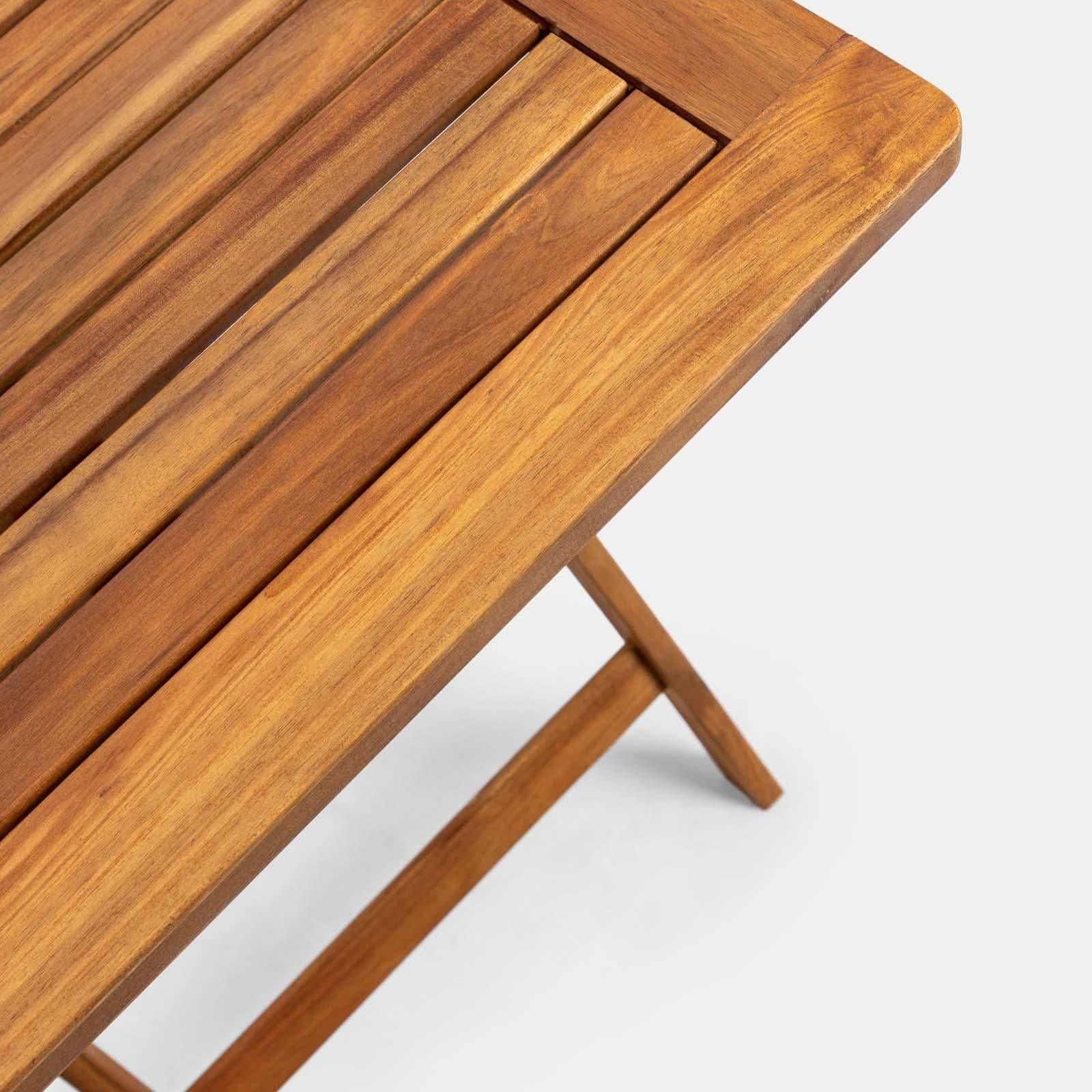 Set bistrot con tavolo 60x60 cm e 2 sedie con braccioli regolabili in legno di acacia - Paja