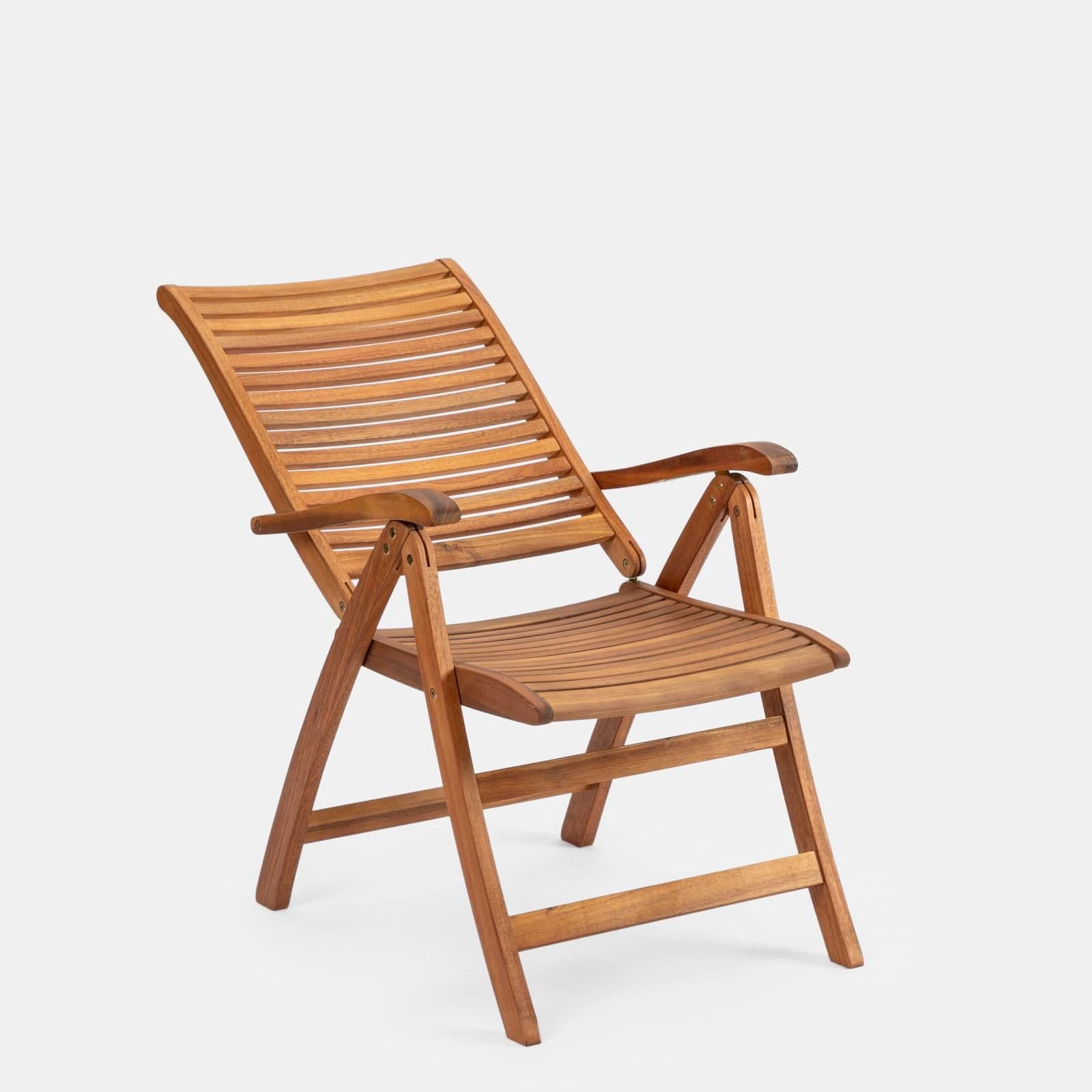 Set bistrot con tavolo 60x60 cm e 2 sedie con braccioli regolabili in legno di acacia - Paja